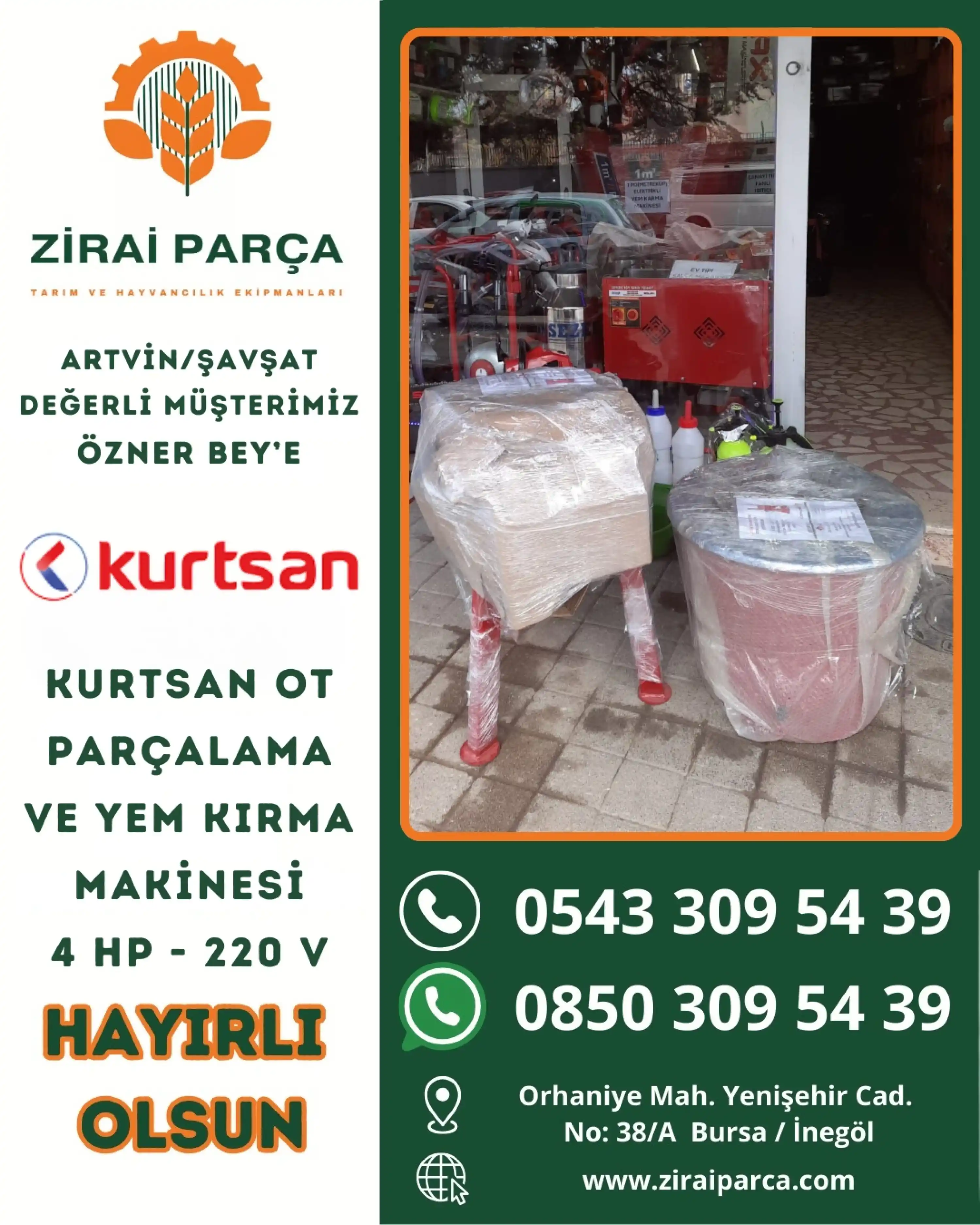 Kurtsan KM05006 Ot Parçalama Ve Yem Kırma Makinesi 4 HP - 350 kg/s