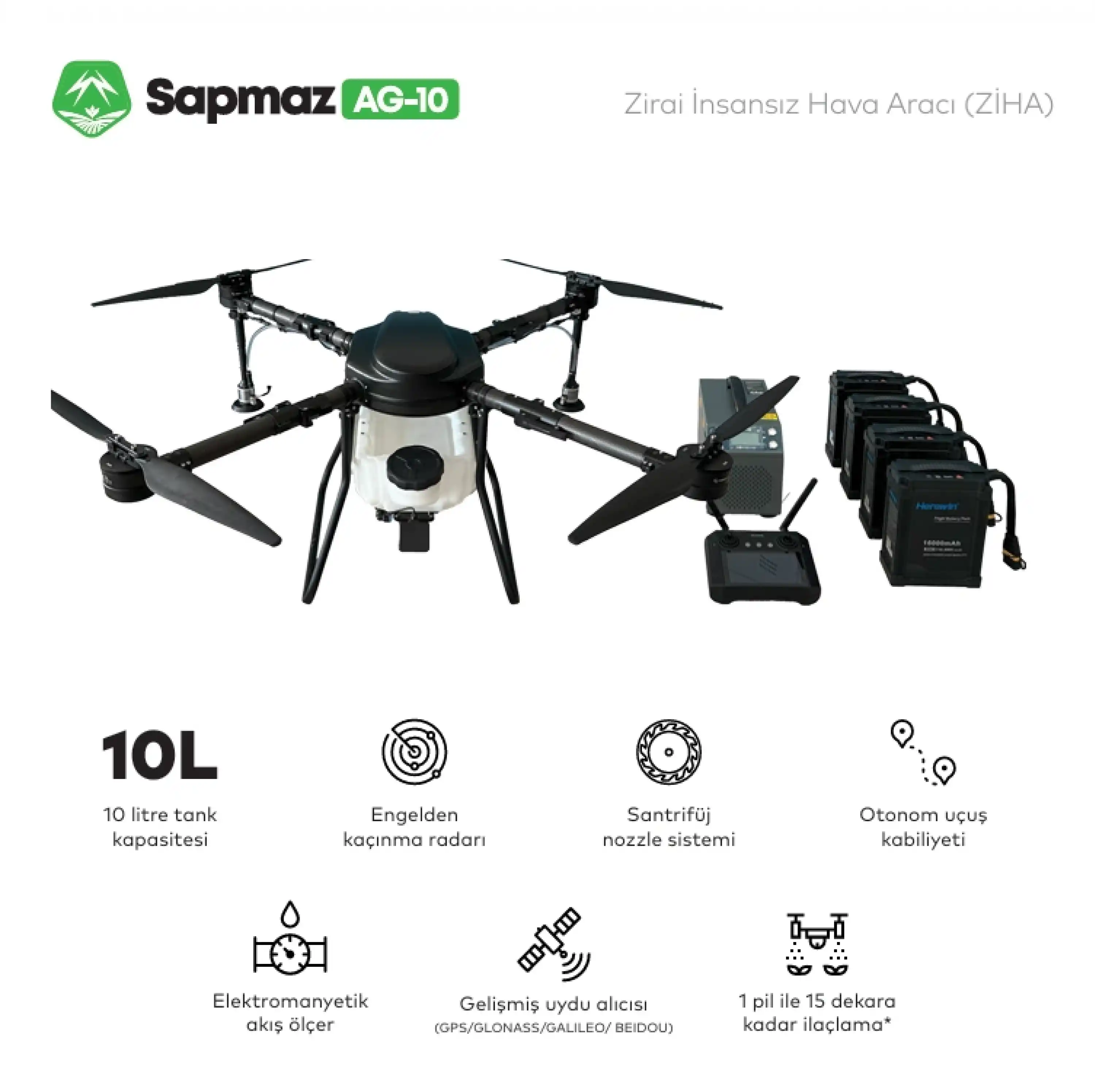 Sapmaz Agri - AG-10 İlaçlama Dronu - Zirai Drone