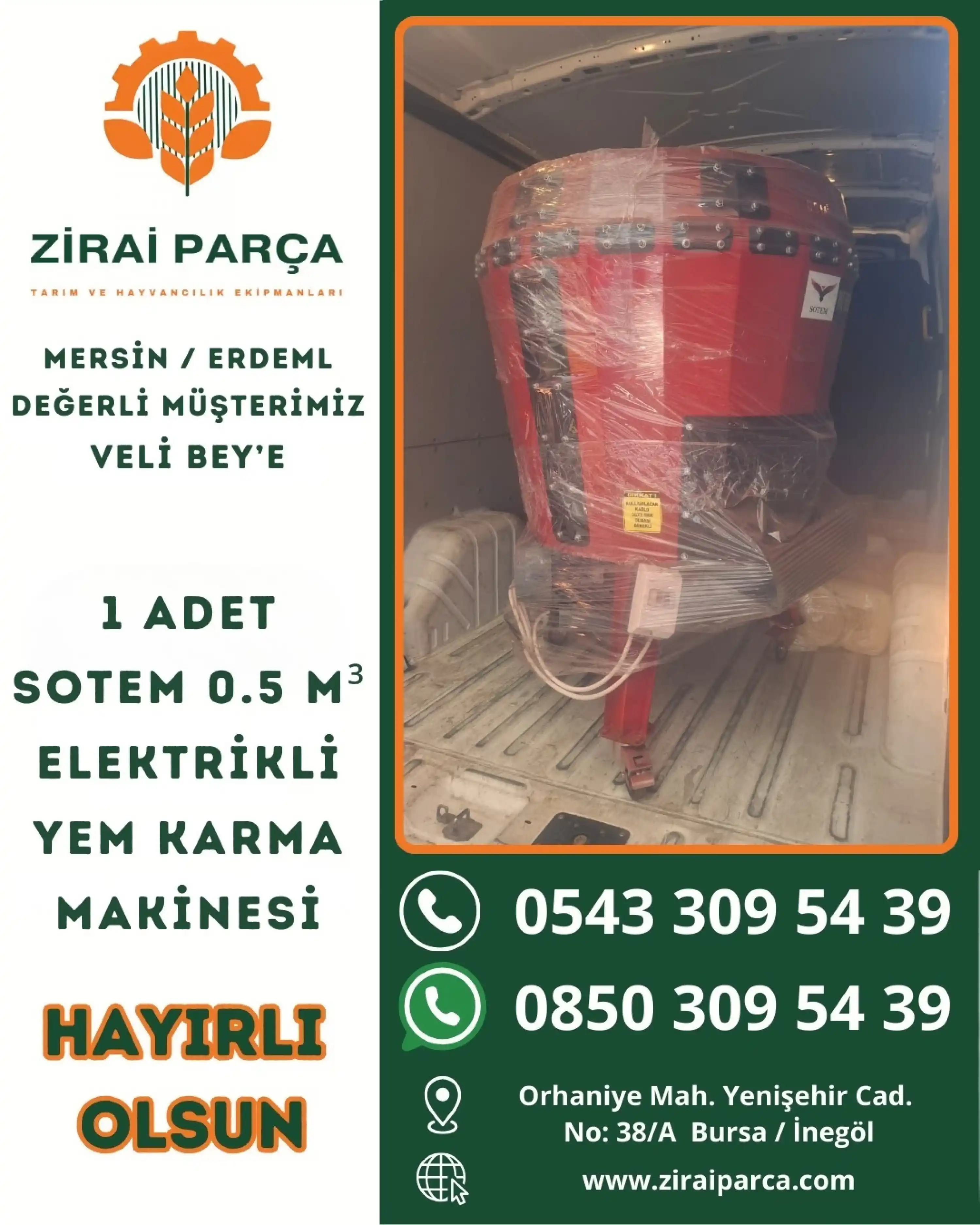 Sotem 0.5 m³ Metreküp Elektrikli (1 Balya Kapasiteli) Yem Karma Makinesi