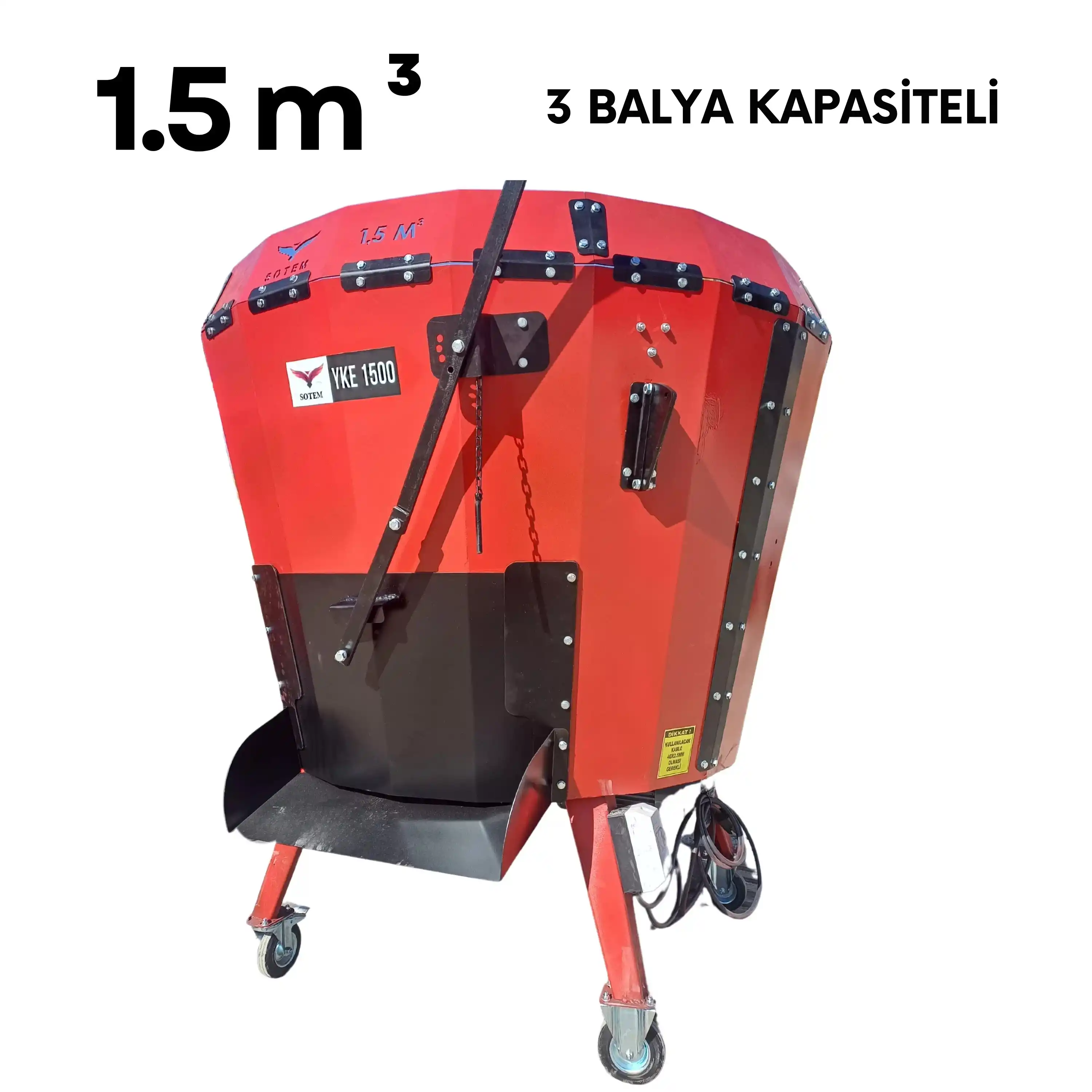 Sotem 1.5 m³ Metreküp Elektrikli (3 Balya Kapasiteli) Yem Karma Makinesi