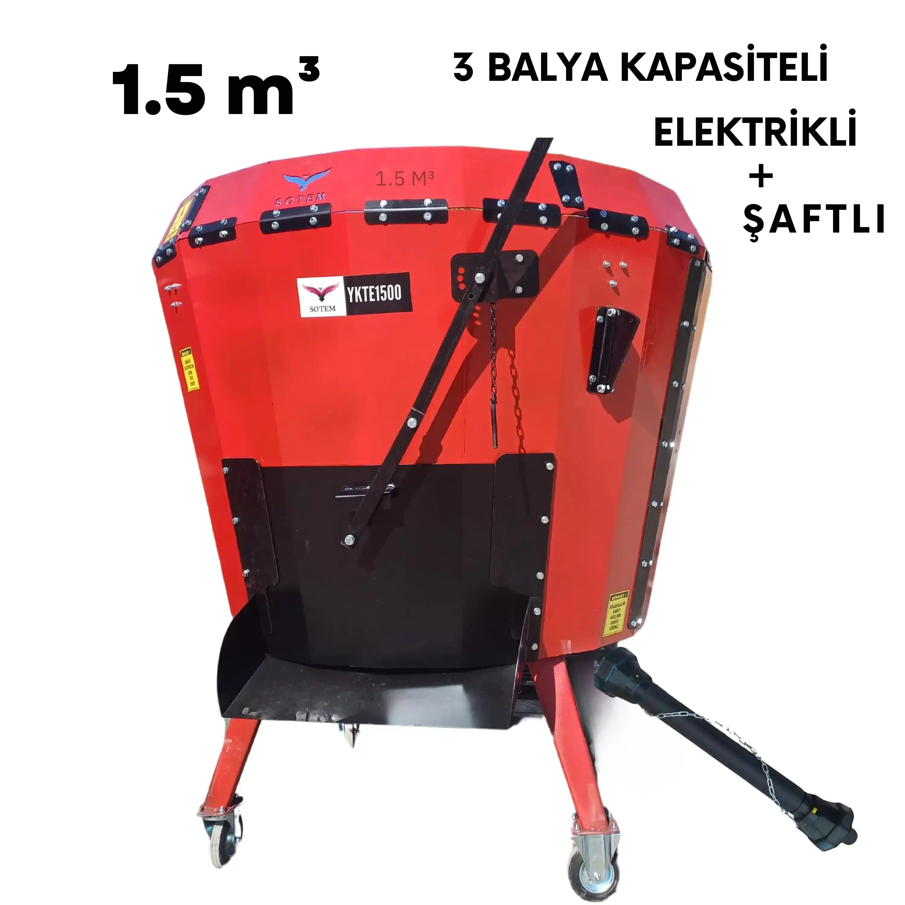 Sotem 1.5 m³ Metreküp Elektrikli+Şaftlı (3 Balya Kapasiteli) Yem Karma Makinesi