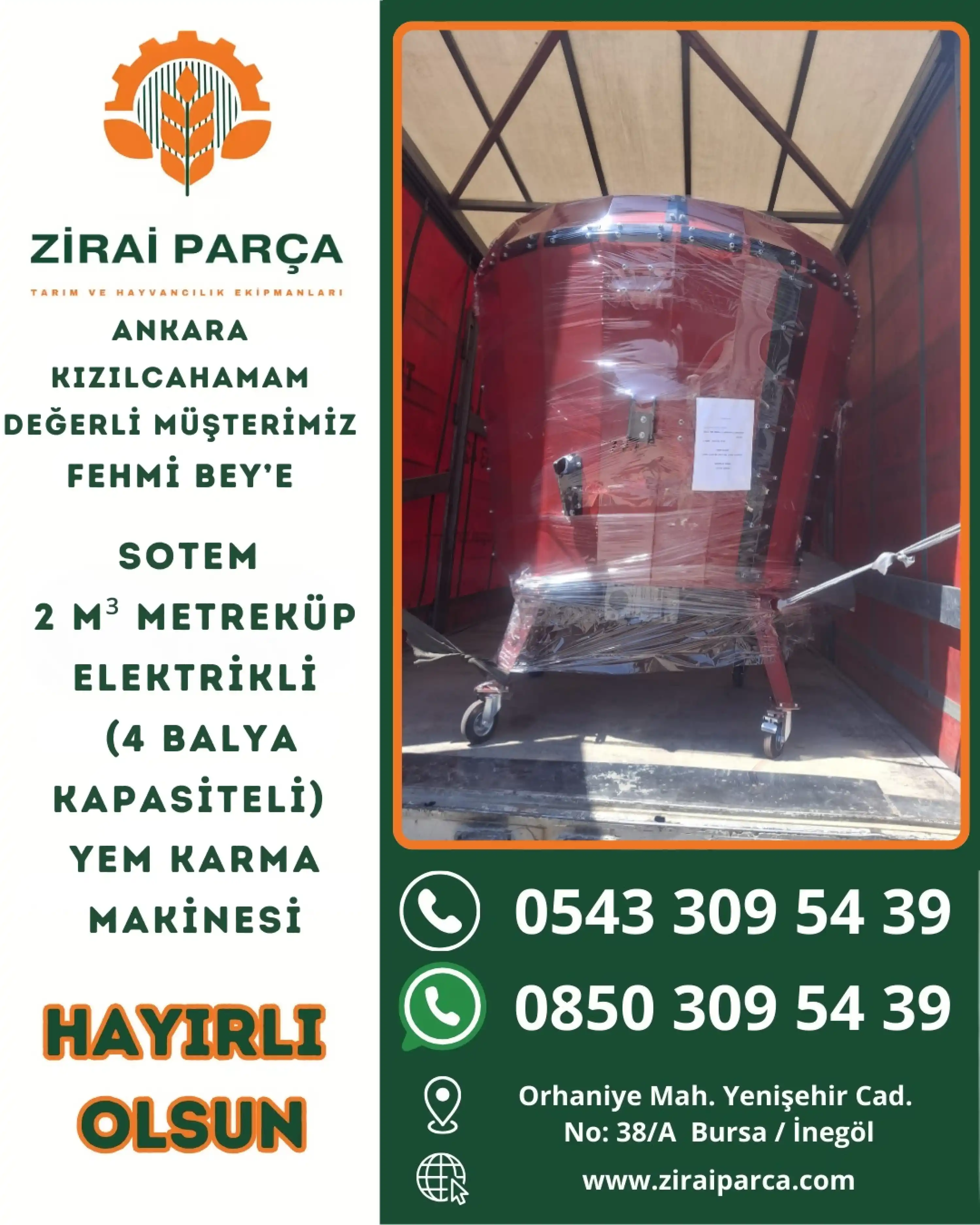 Sotem 2 m³ Metreküp Elektrikli (4 Balya Kapasiteli) Yem Karma Makinesi