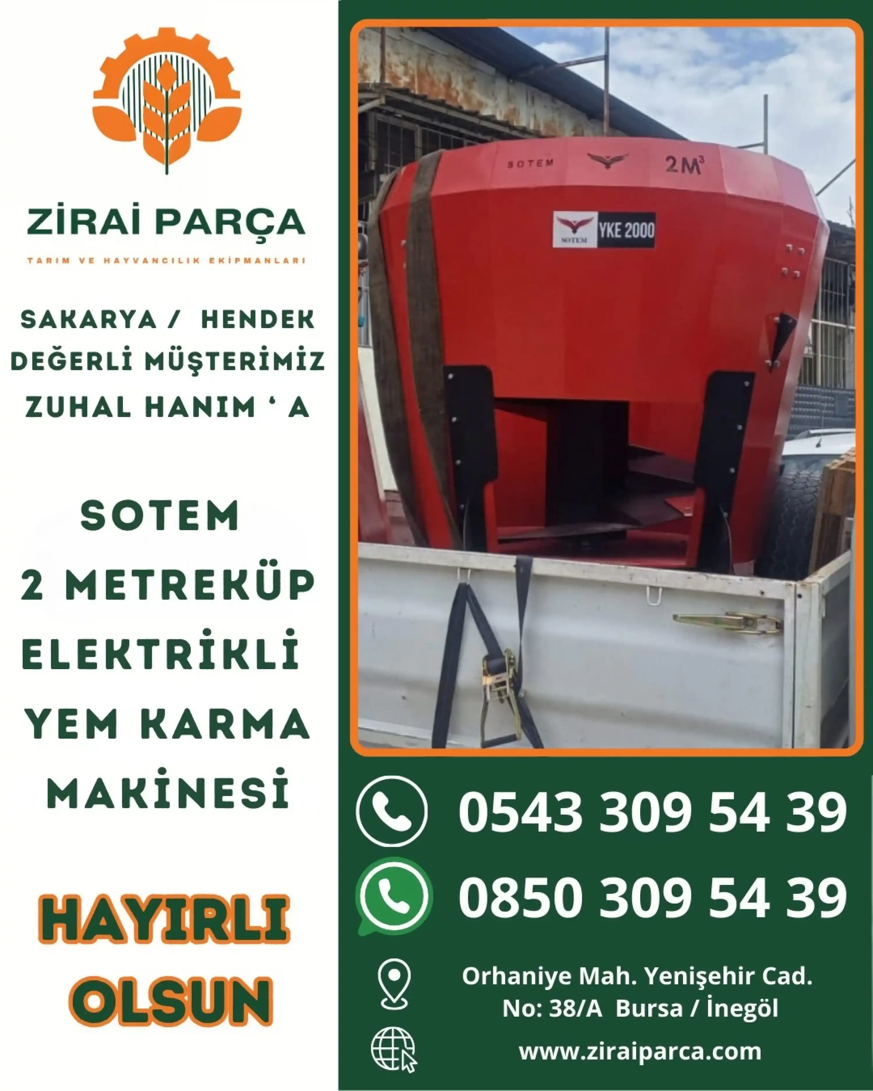 Sotem 2 m³ Metreküp Elektrikli (4 Balya Kapasiteli) Yem Karma Makinesi