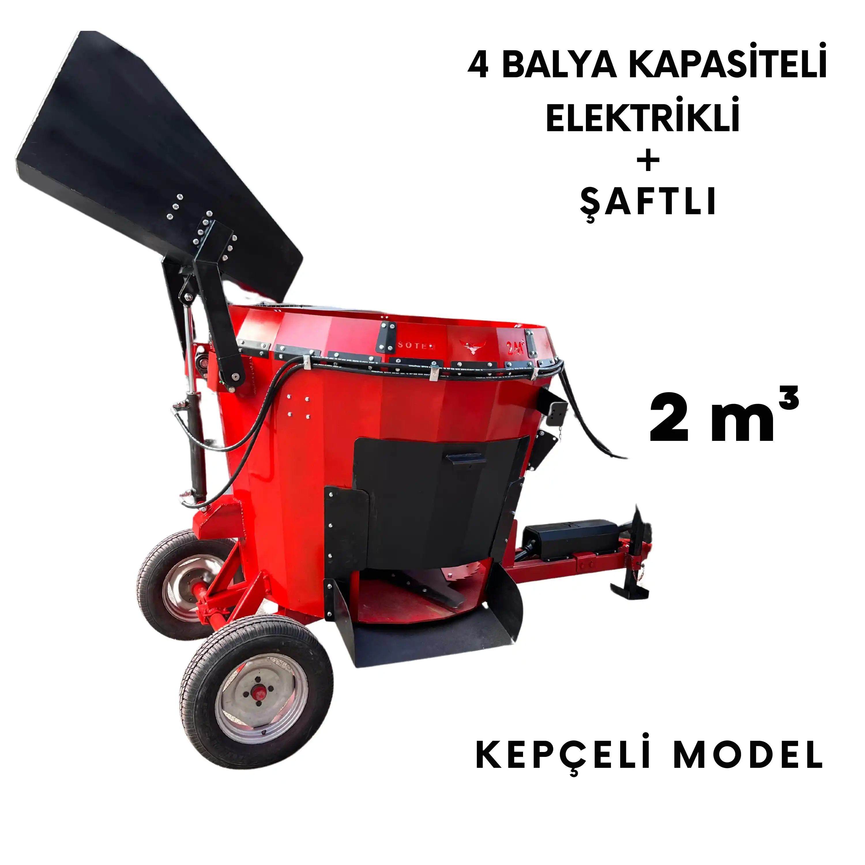 Sotem 2 m³ Metreküp Kepçeli - Elektrikli+Şaftlı (4 Balya Kapasiteli) Yem Karma Makinesi