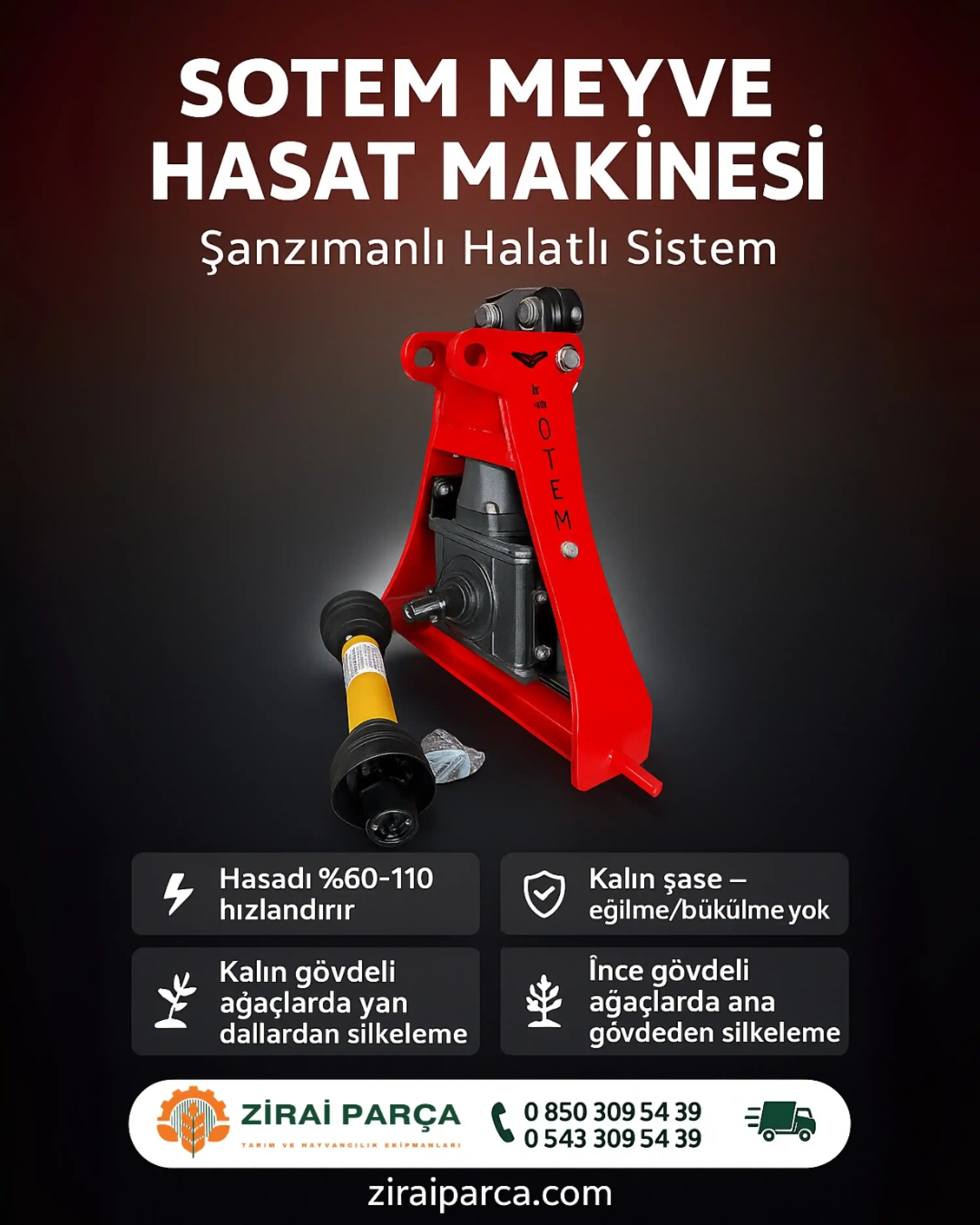 Sotem Meyve Hasat Makinesi Şanzımanlı Halatlı