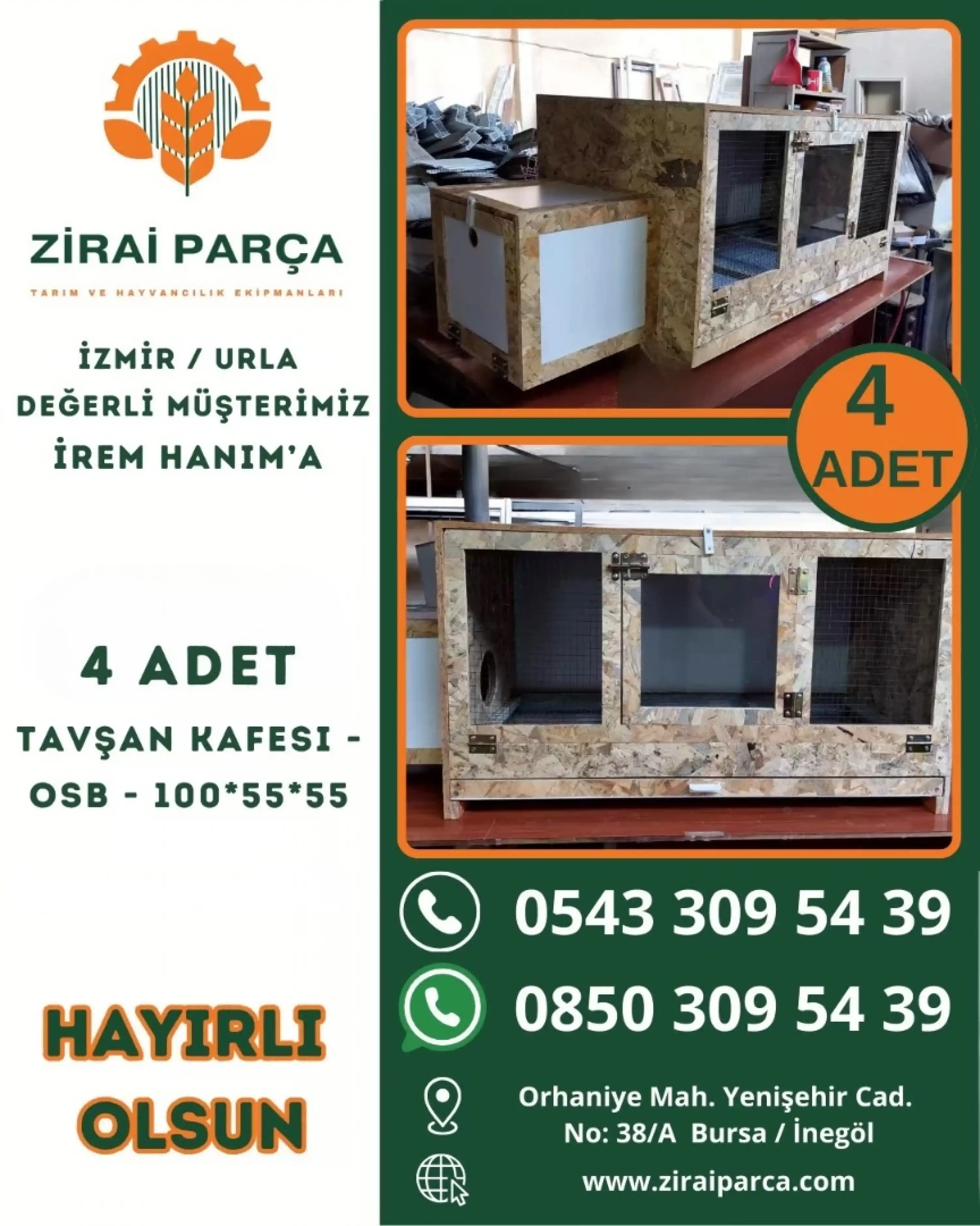 Tavşan Kafesi (Dıştan Yuvalıklı) - OSB - 100*55*55