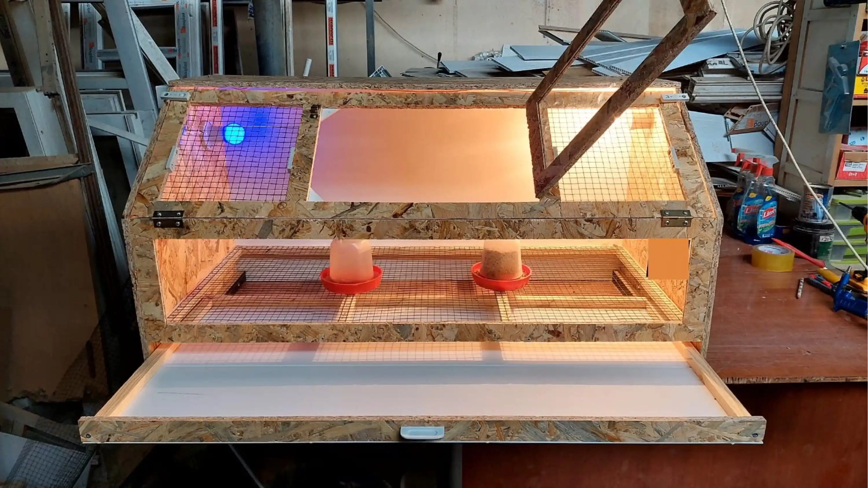 Yeni Model Üstten Kapaklı Civciv Büyütme Kafesi 75*50*40 - OSB