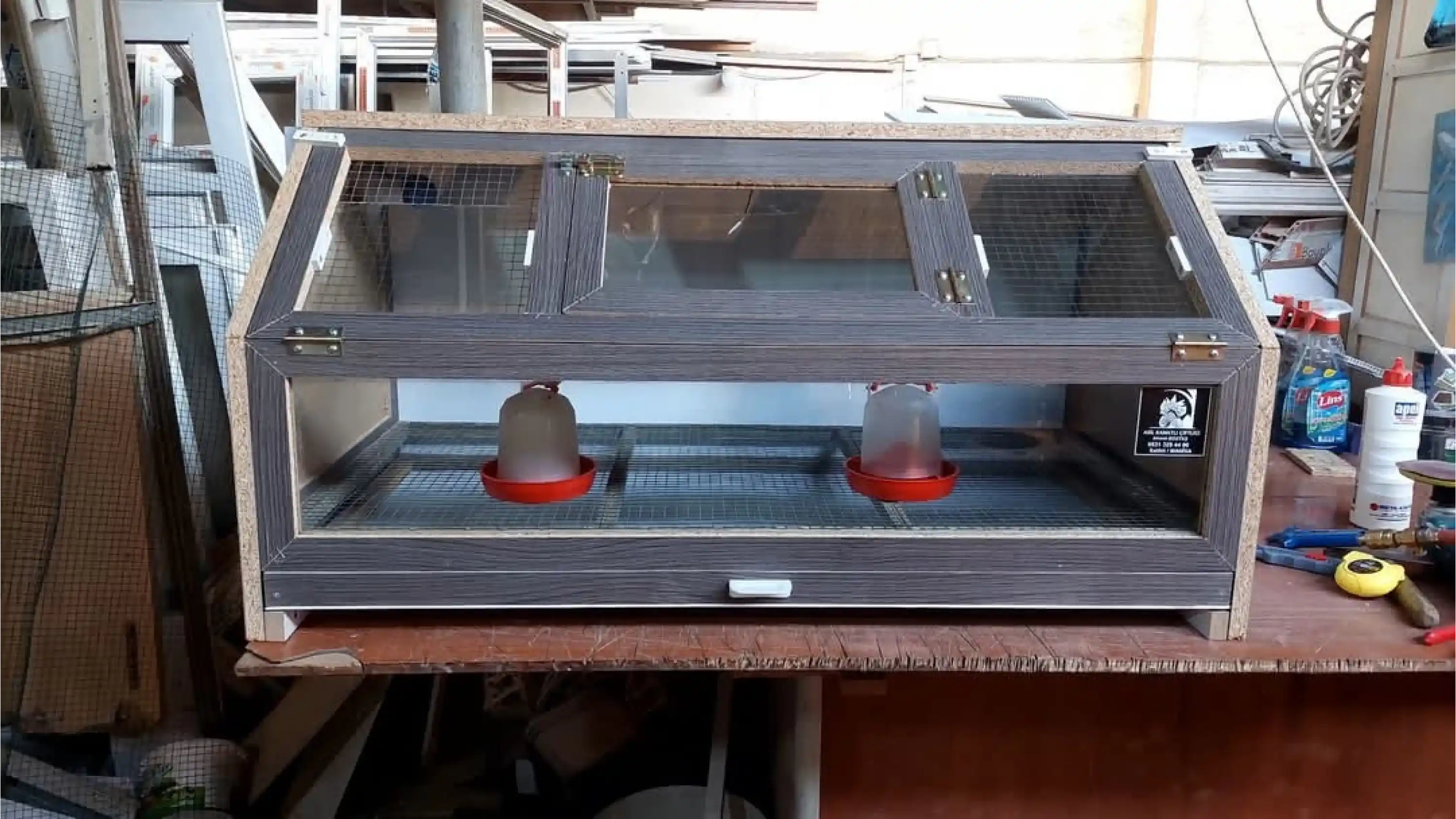 Yeni Model Üstten Kapaklı Civciv Büyütme Kafesi 75*50*40- Sunta