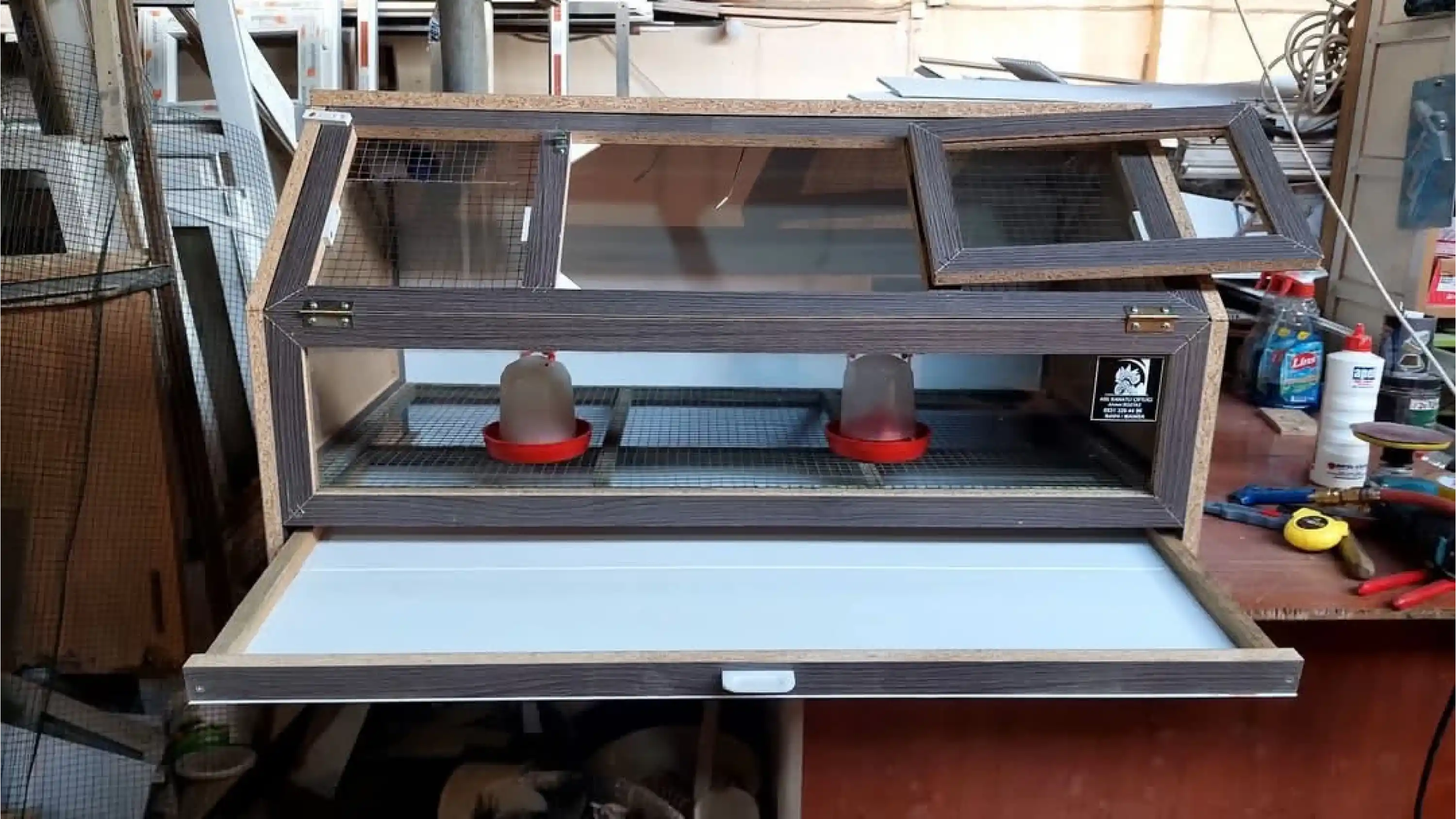 Yeni Model Üstten Kapaklı Civciv Büyütme Kafesi 75*50*40- Sunta