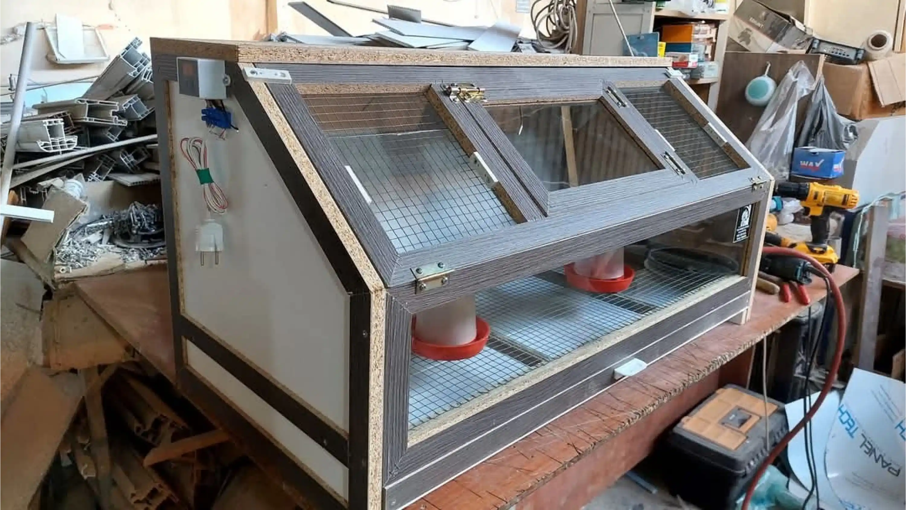 Yeni Model Üstten Kapaklı Civciv Büyütme Kafesi 75*50*40- Sunta