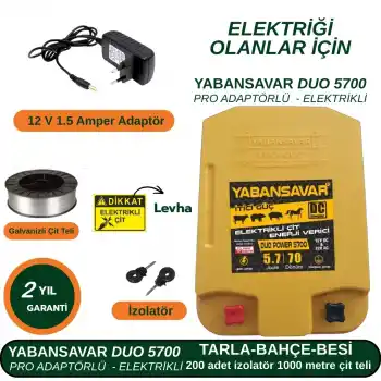 Elektrikli Çit YabanSavar Pro DUO Power 5700 Adaptörlü | Tarla • Bahçe • Besi