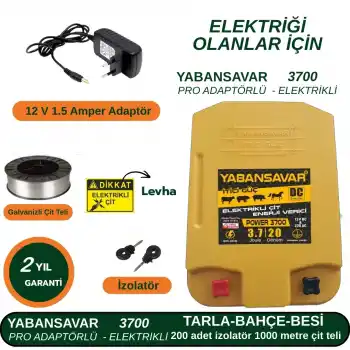 Elektrikli Çit YabanSavar Pro Power 3700 Adaptörlü | Tarla • Bahçe • Besi