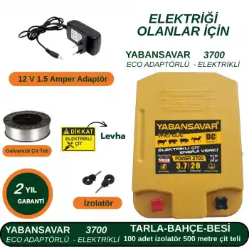 Elektrikli Çit YabanSavar Eco Power 3700 Adaptörlü | Tarla • Bahçe • Besi