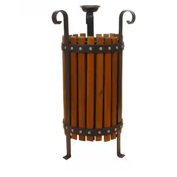 Ahşap Çemberli Bahçe Çöp Kovası - 3 Ayaklı Model