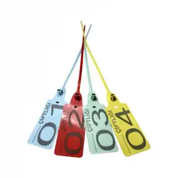 Büyükbaş için Metal Klipsli Plastik Et ve Hisse Kelepçesi