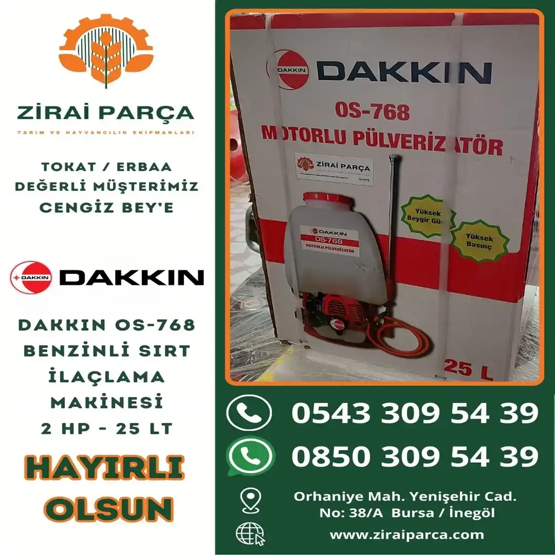 Tokat / Erbaa - Cengiz Bey - Dakkın Sırt Tipi İlaçlama Makinesi 25 Lt