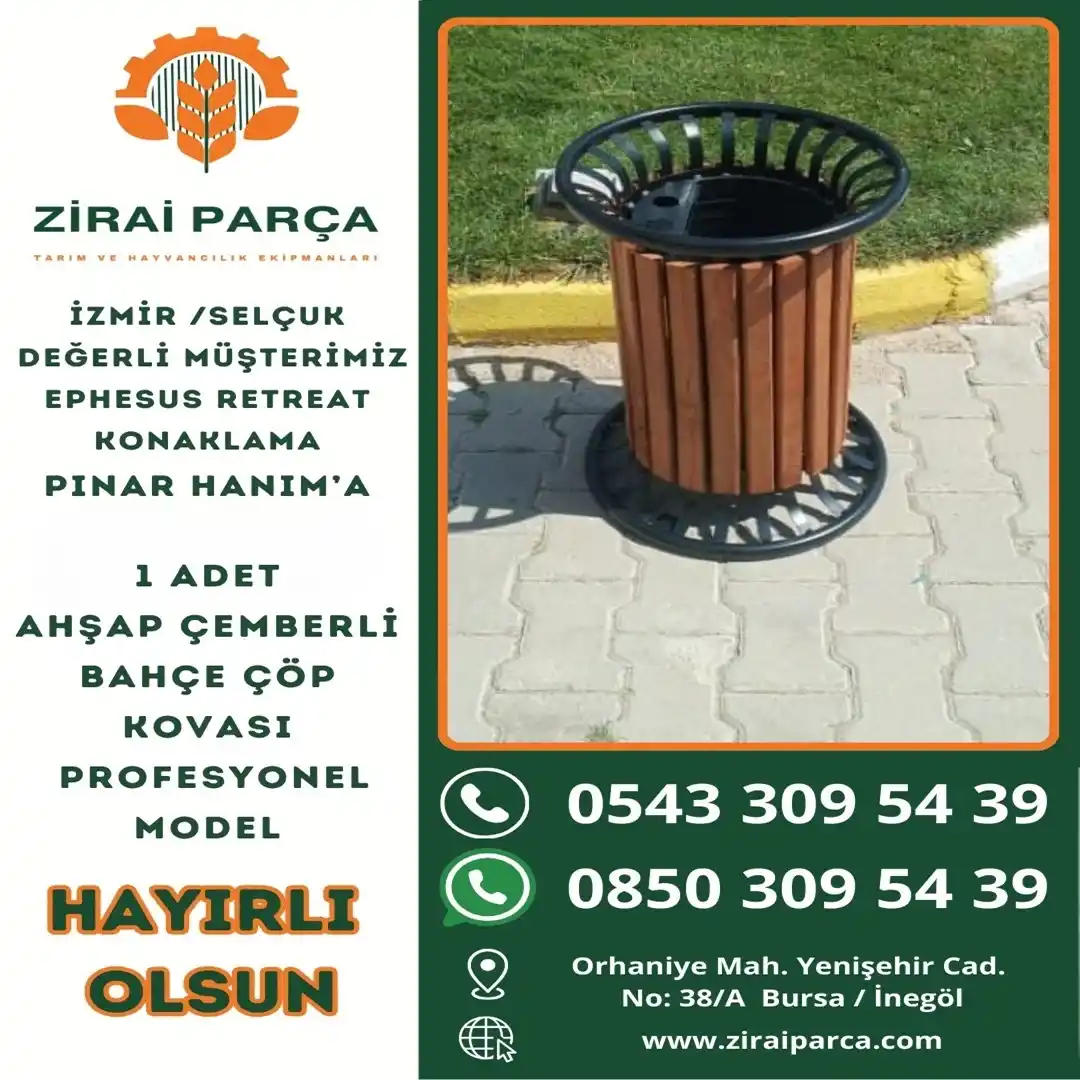 İzmir / Selçuk - Pınar Hanım - Ahşap Çemberli Çöp Kovası - Pro Model