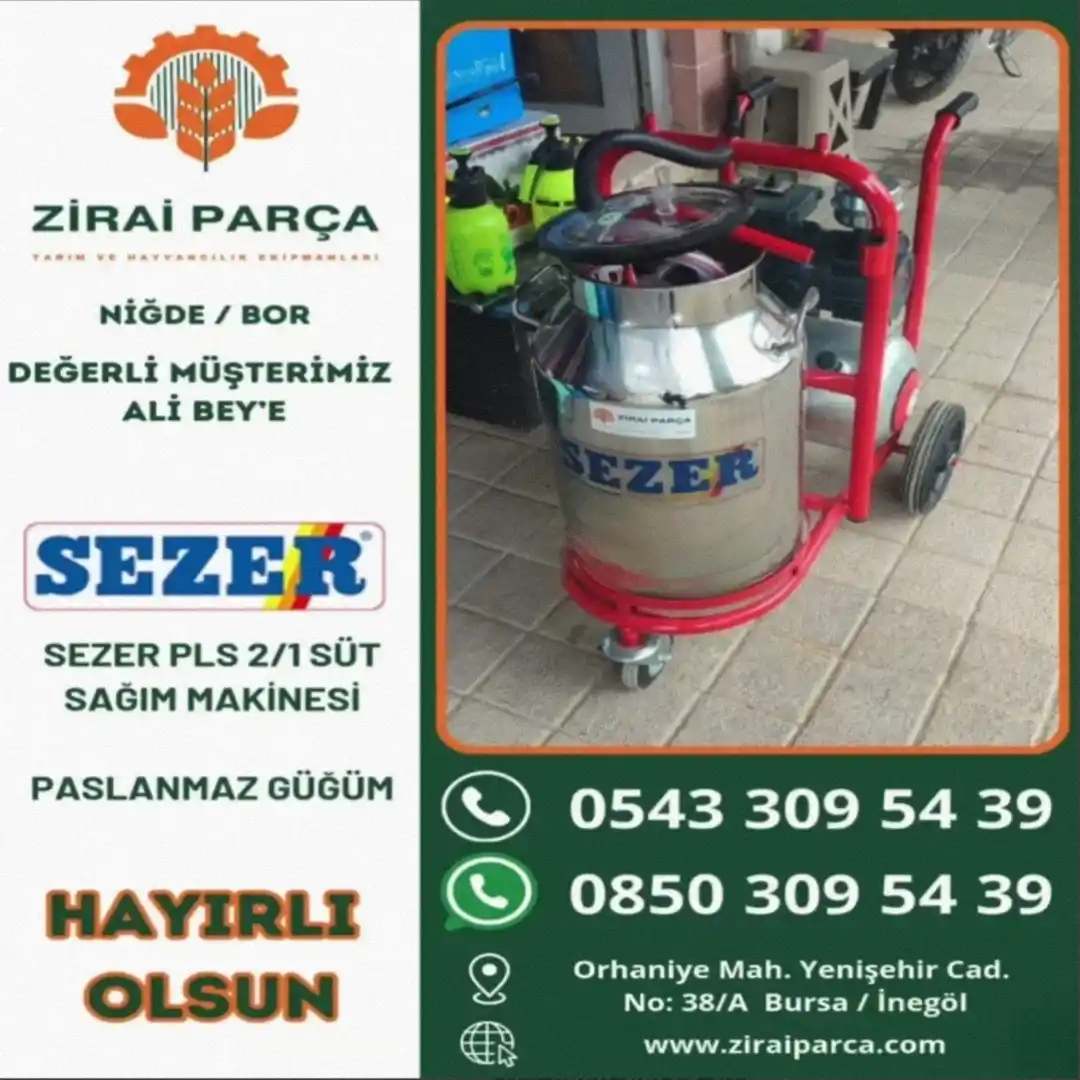 Niğde / Bor - Ali Bey - Sezer PLS 2/1 Süt Sağım Makinesi (Paslanmaz Güğüm)