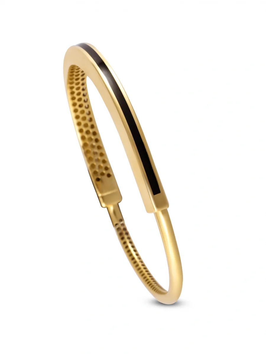 Siyah Mineli Oval Altın Kelepçe