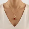 Kırmızı Gül Altın Kolye