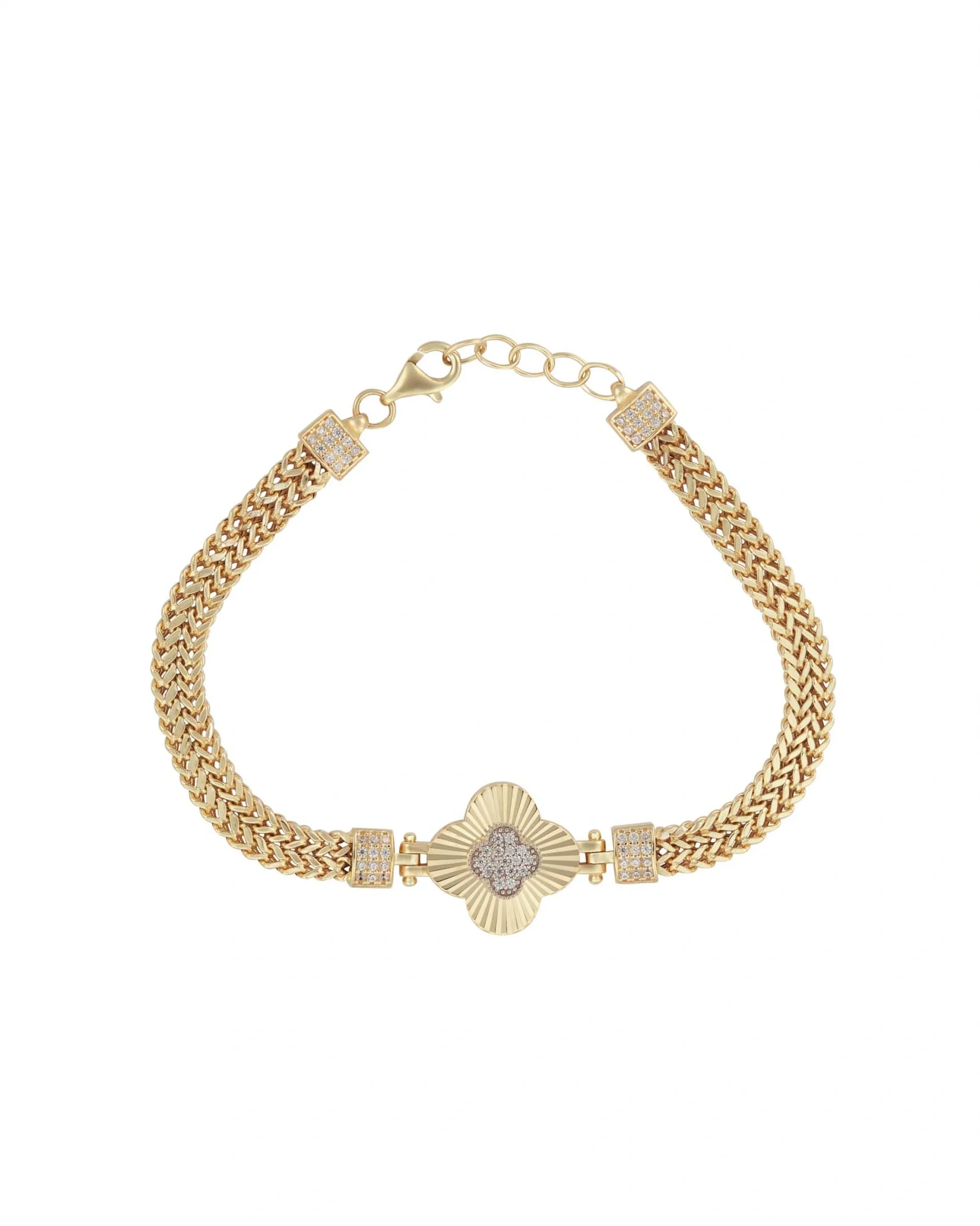 Tıraşlı Zincir Yonca Bileklik