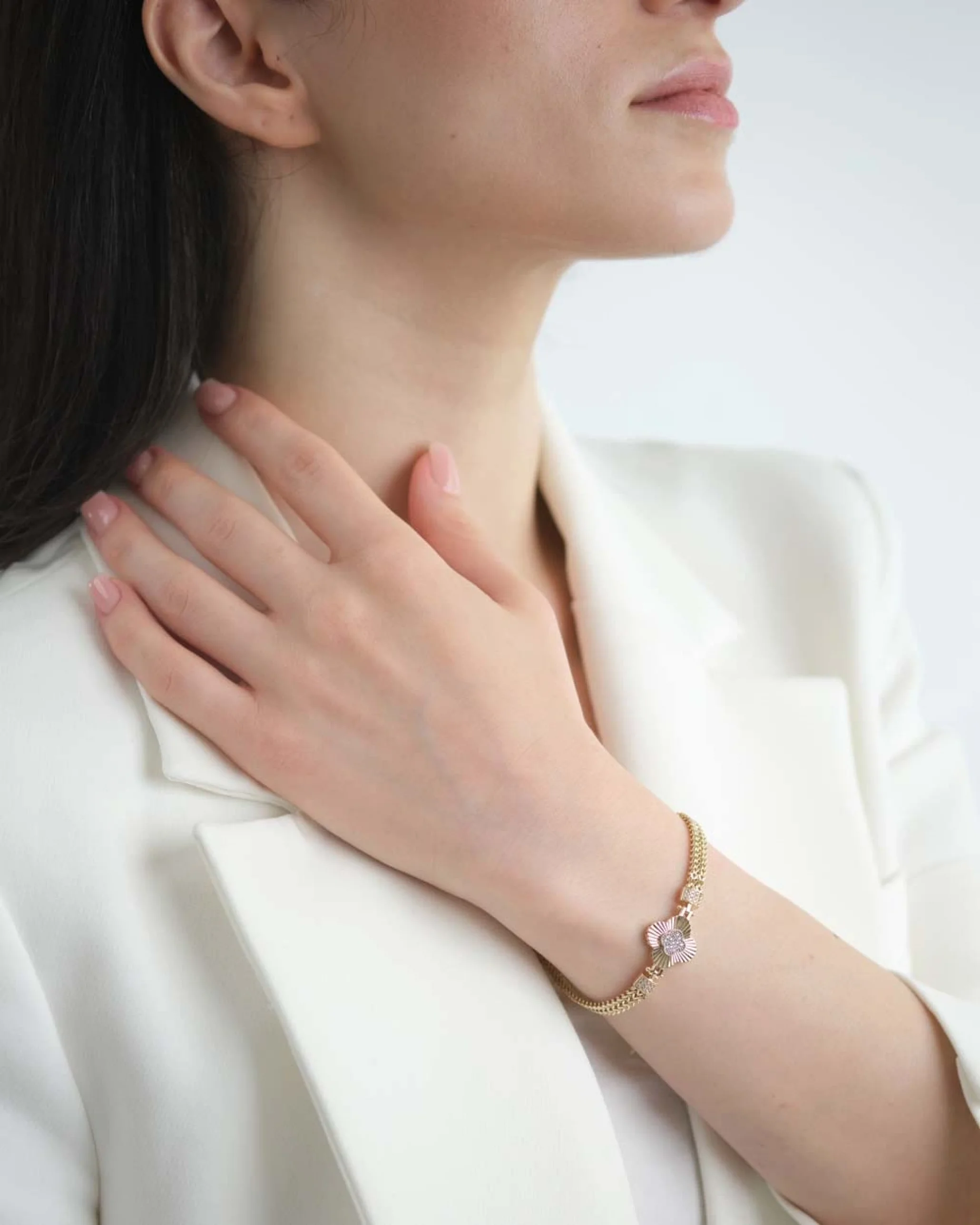 Tıraşlı Zincir Yonca Bileklik