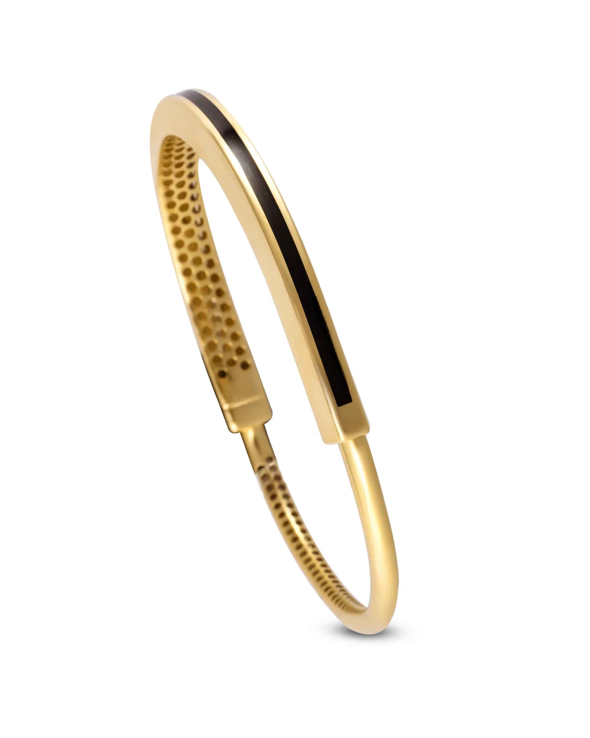 Siyah Mineli Oval Altın Kelepçe