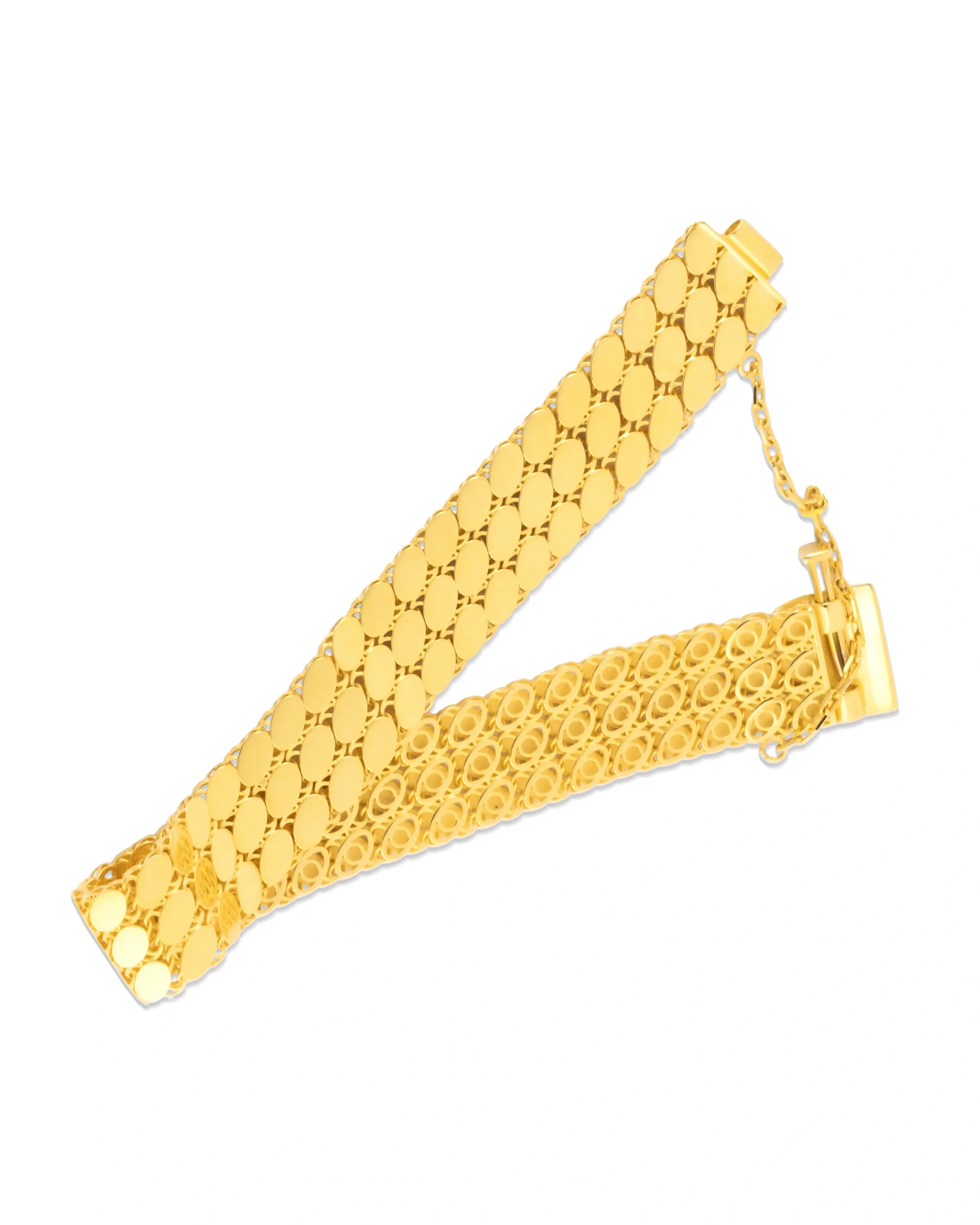 Üçlü Pullu Zincir altın Kelepçe