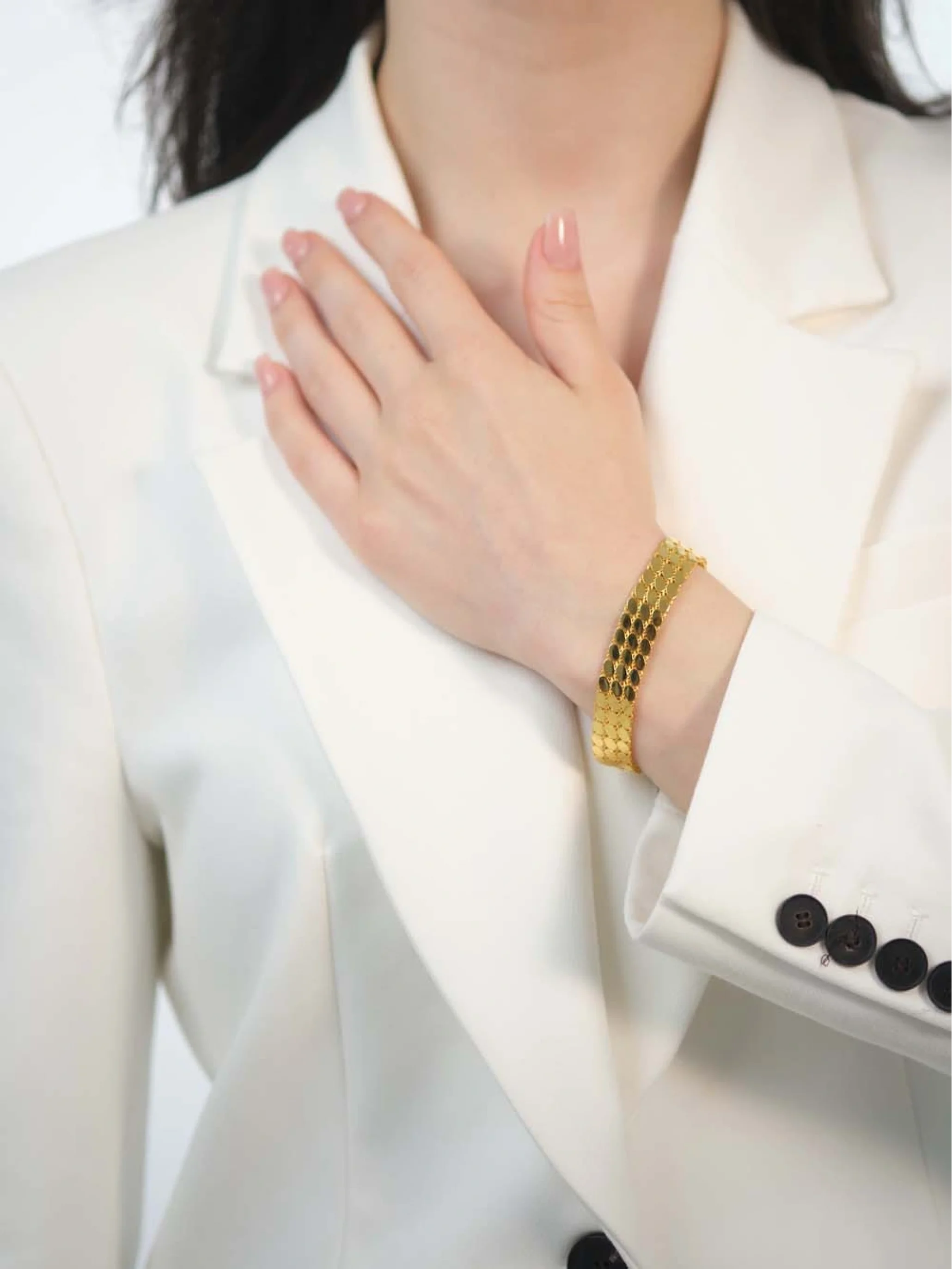 Üçlü Pullu Zincir altın Kelepçe