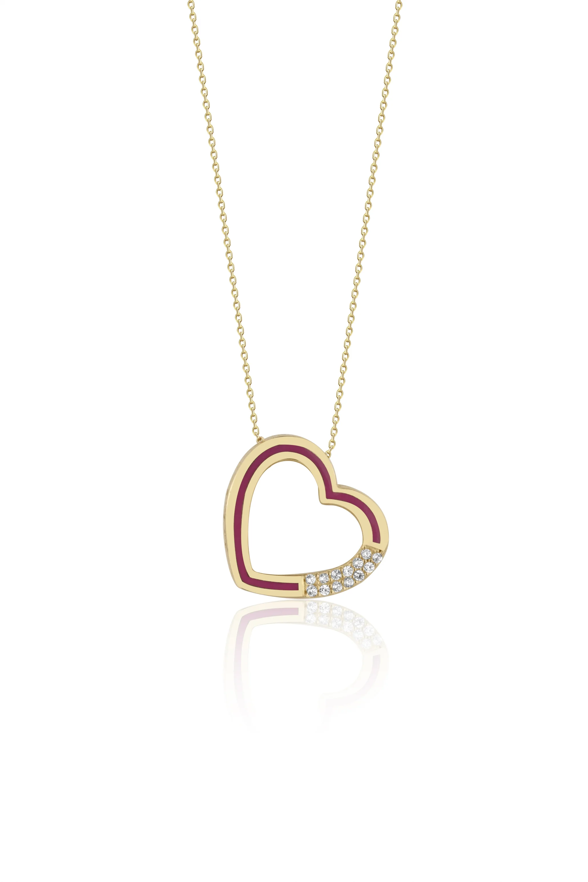 Pembe Kalp Altın Kolye