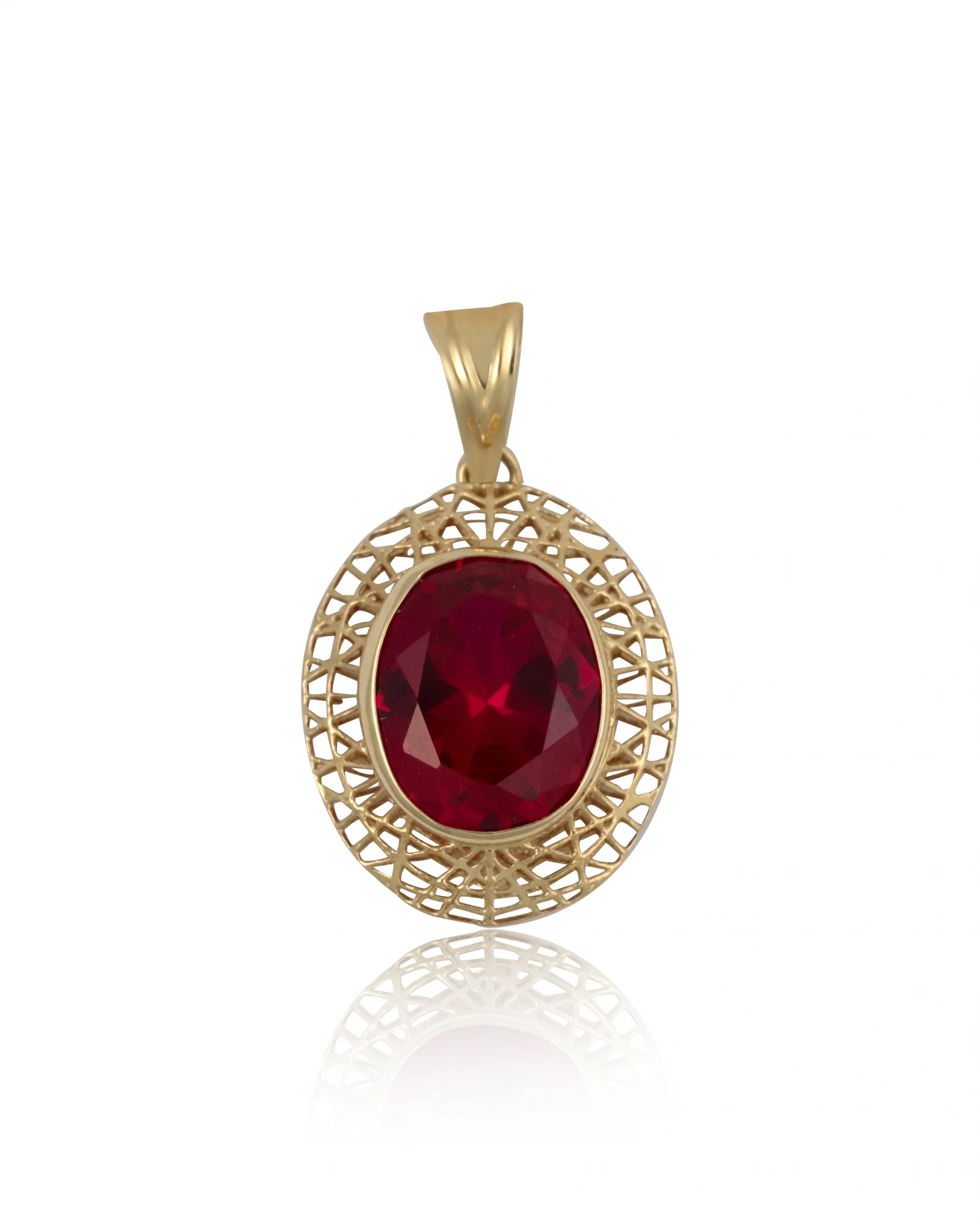 Kırmızı Taş Altın Kolye Ucu