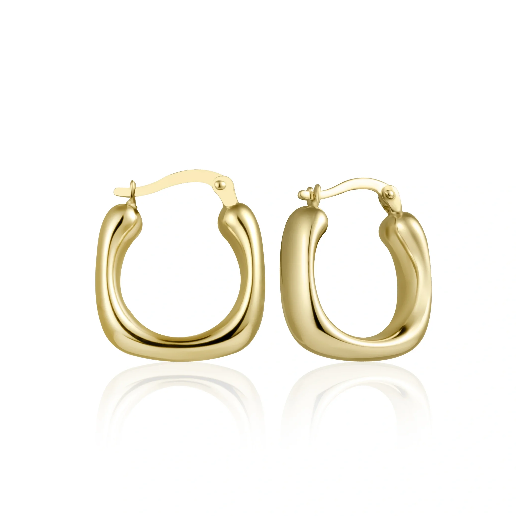 Oval Kare Kesim Altın Küpe