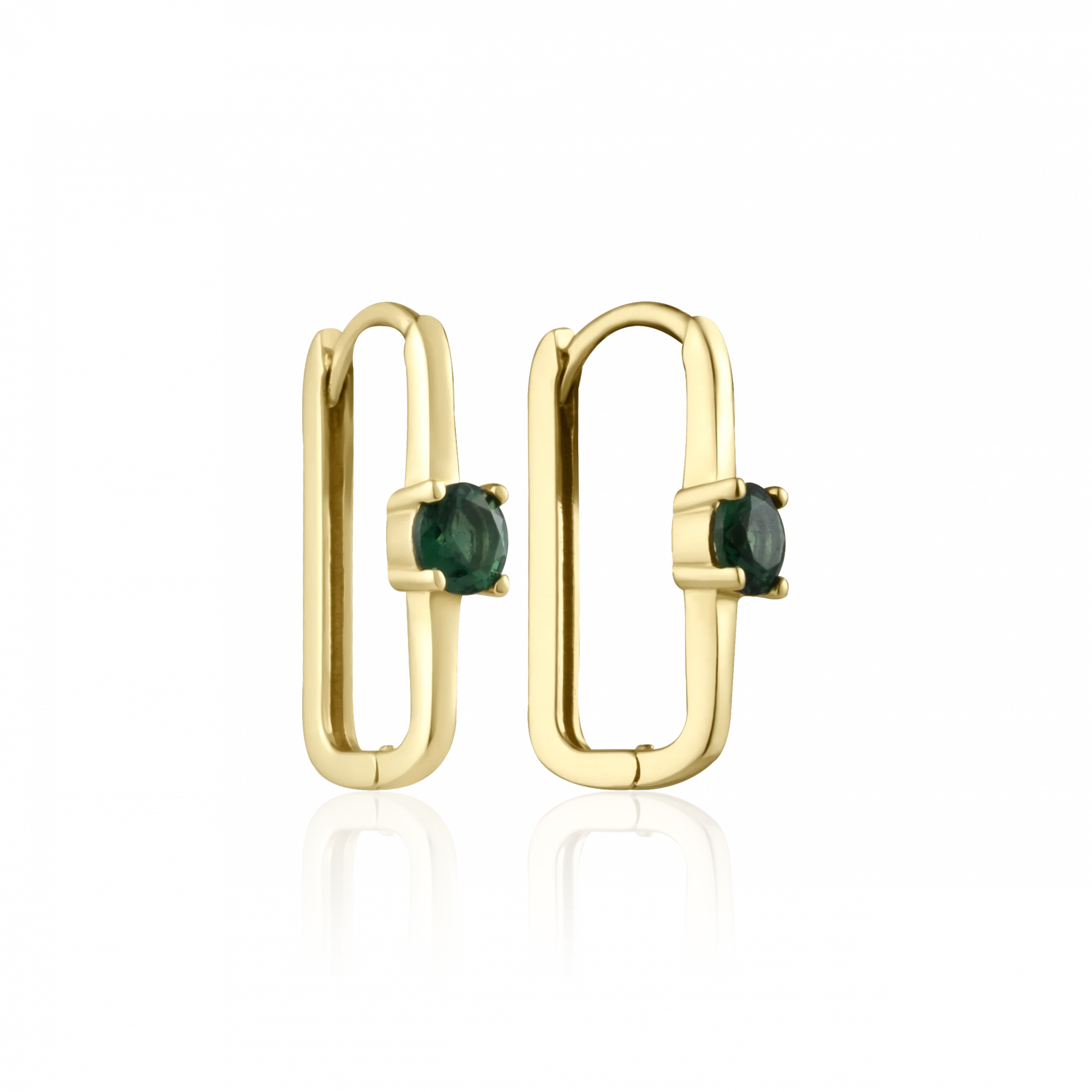 Yeşil Taş Ataç Altın Küpe