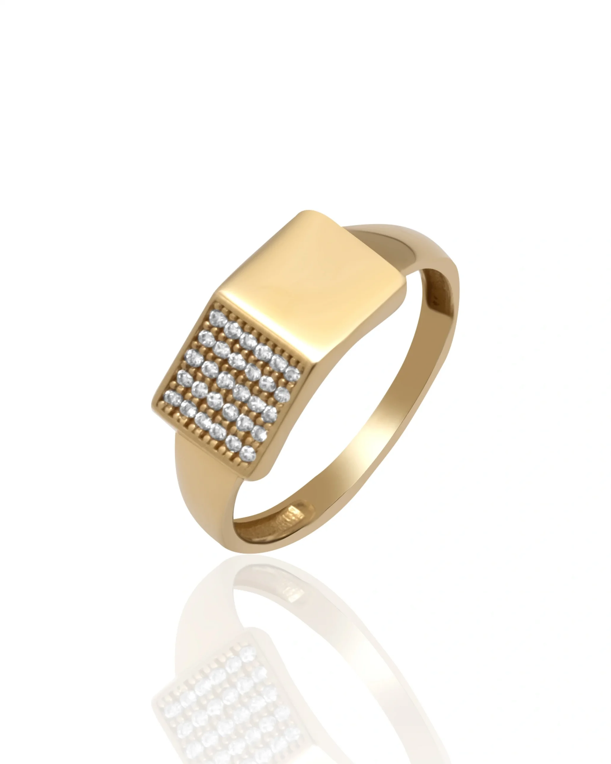 Taşlı Simetri Altın Yüzük