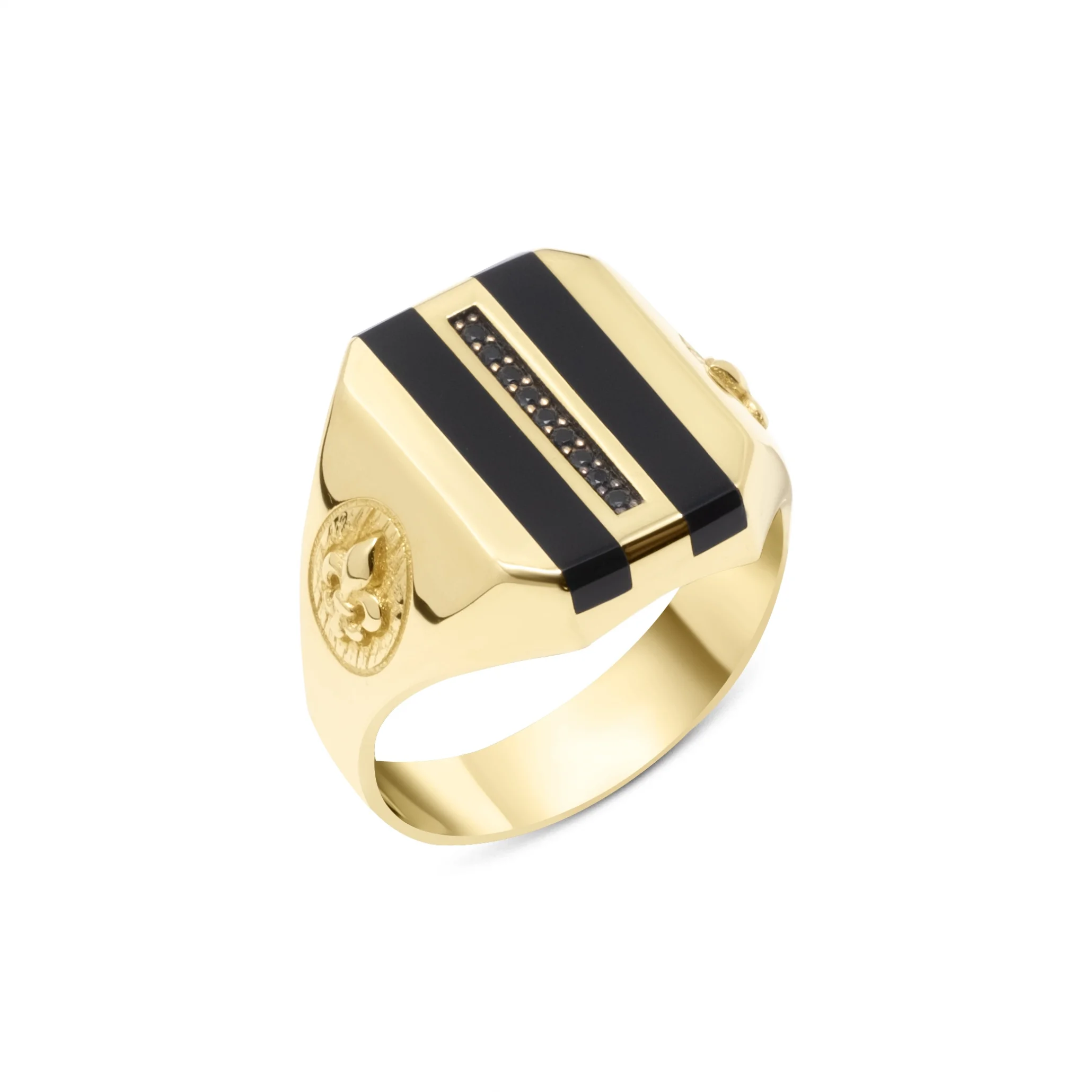 Siyah Sırataş Erkek Altın Yüzük