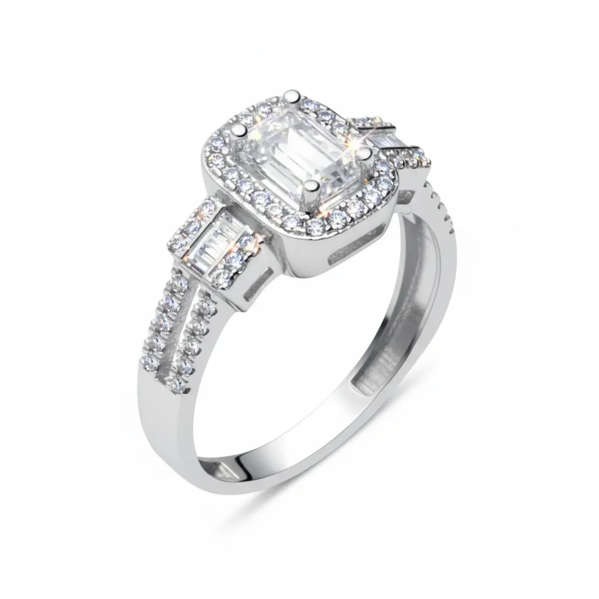 Kolları Taşlı Baget Altın Yüzük