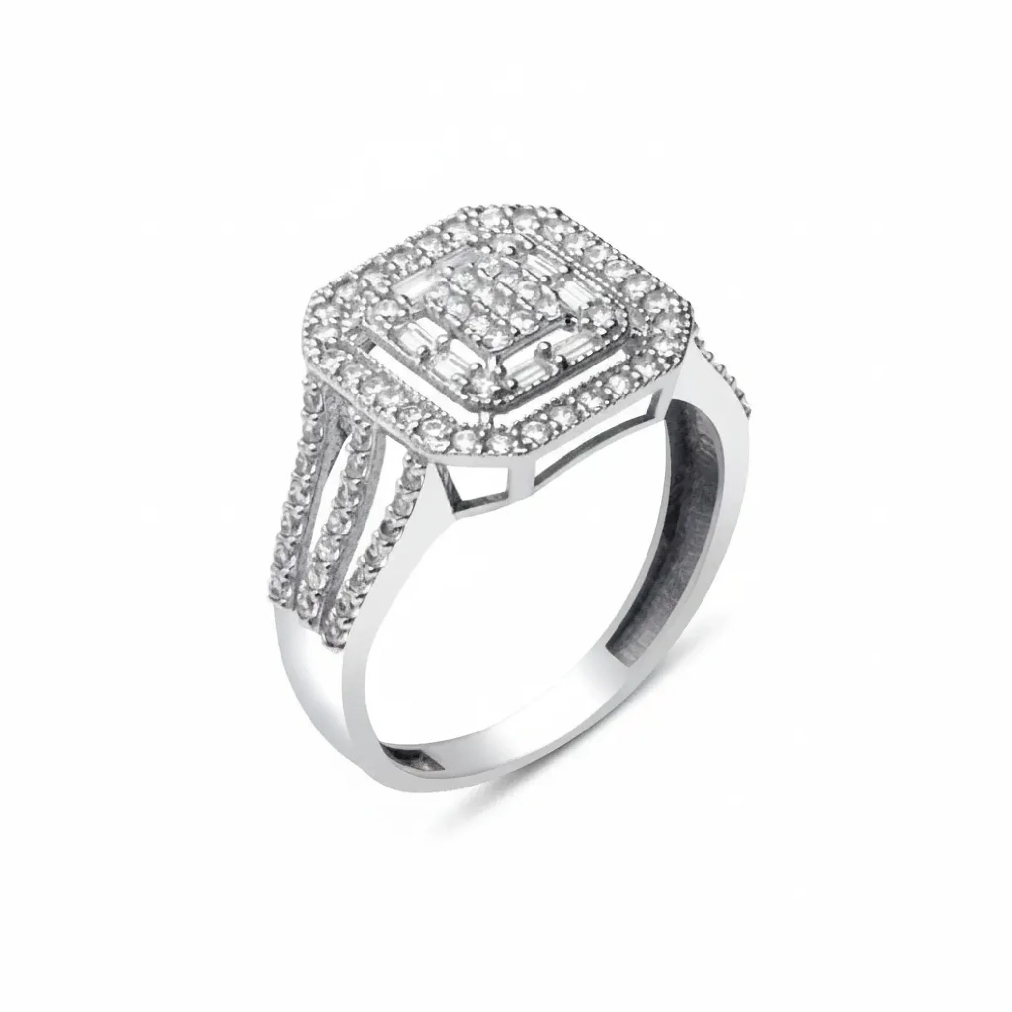 Kolları Taşlı Baget Altın Yüzük