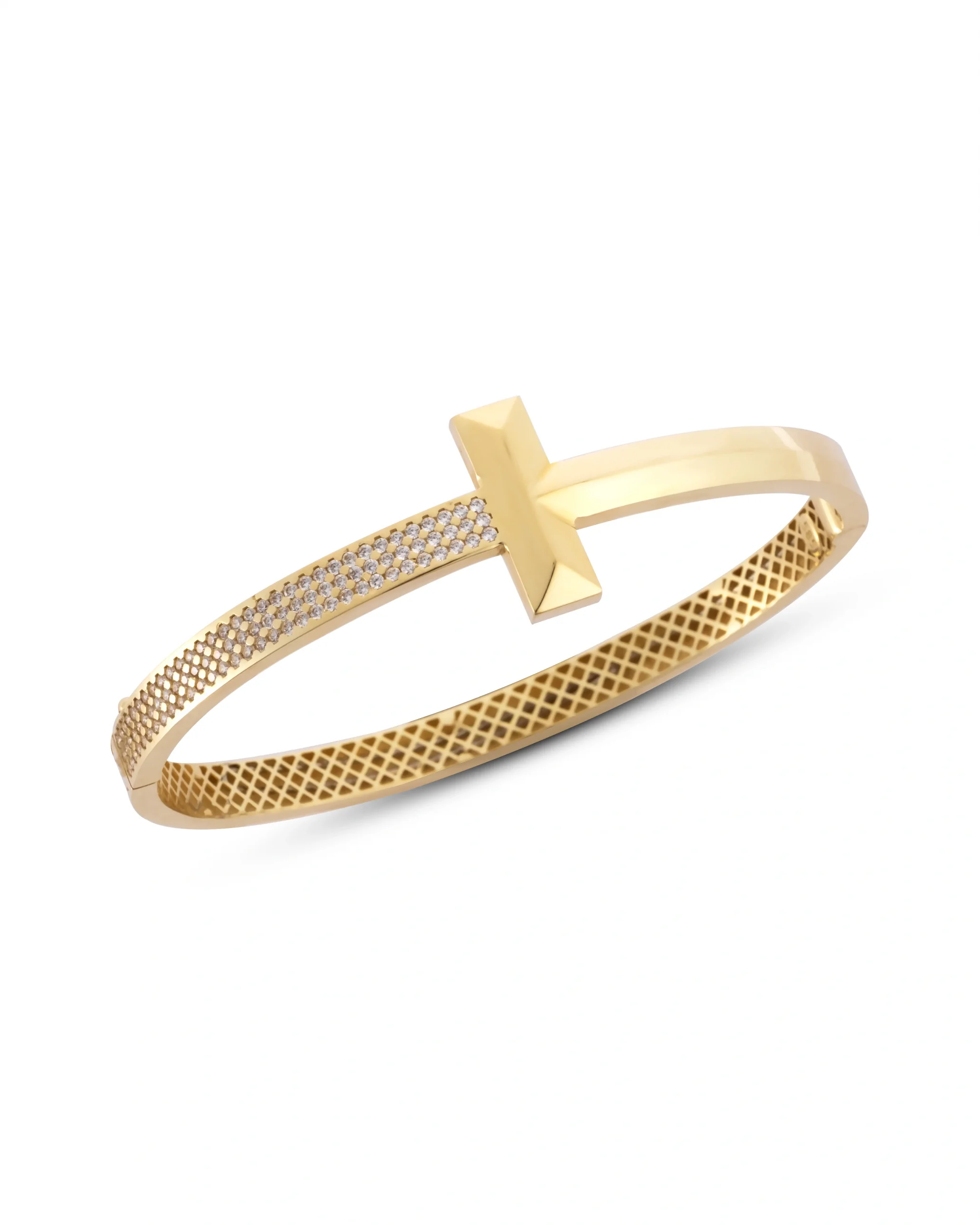 T Motif Altın Kelepçe