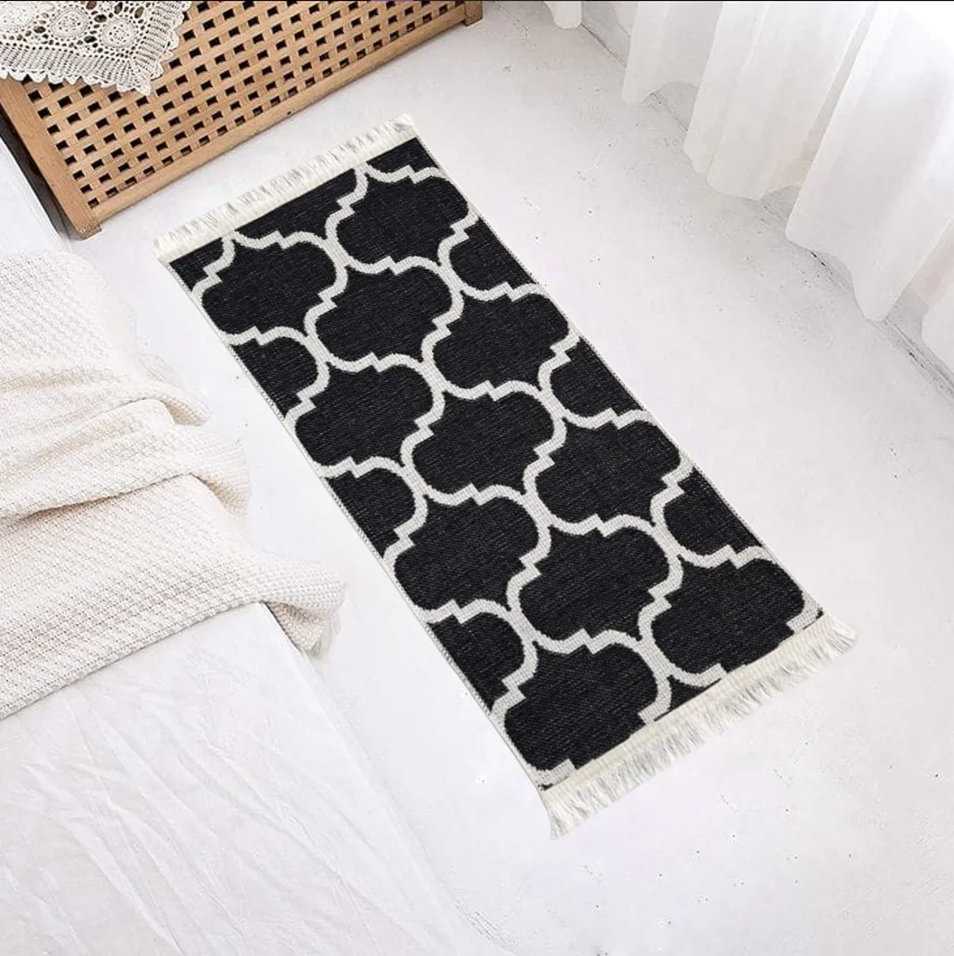 Kraliyet Desenli Siyah Dokuma Kilim 50x100 Cm
