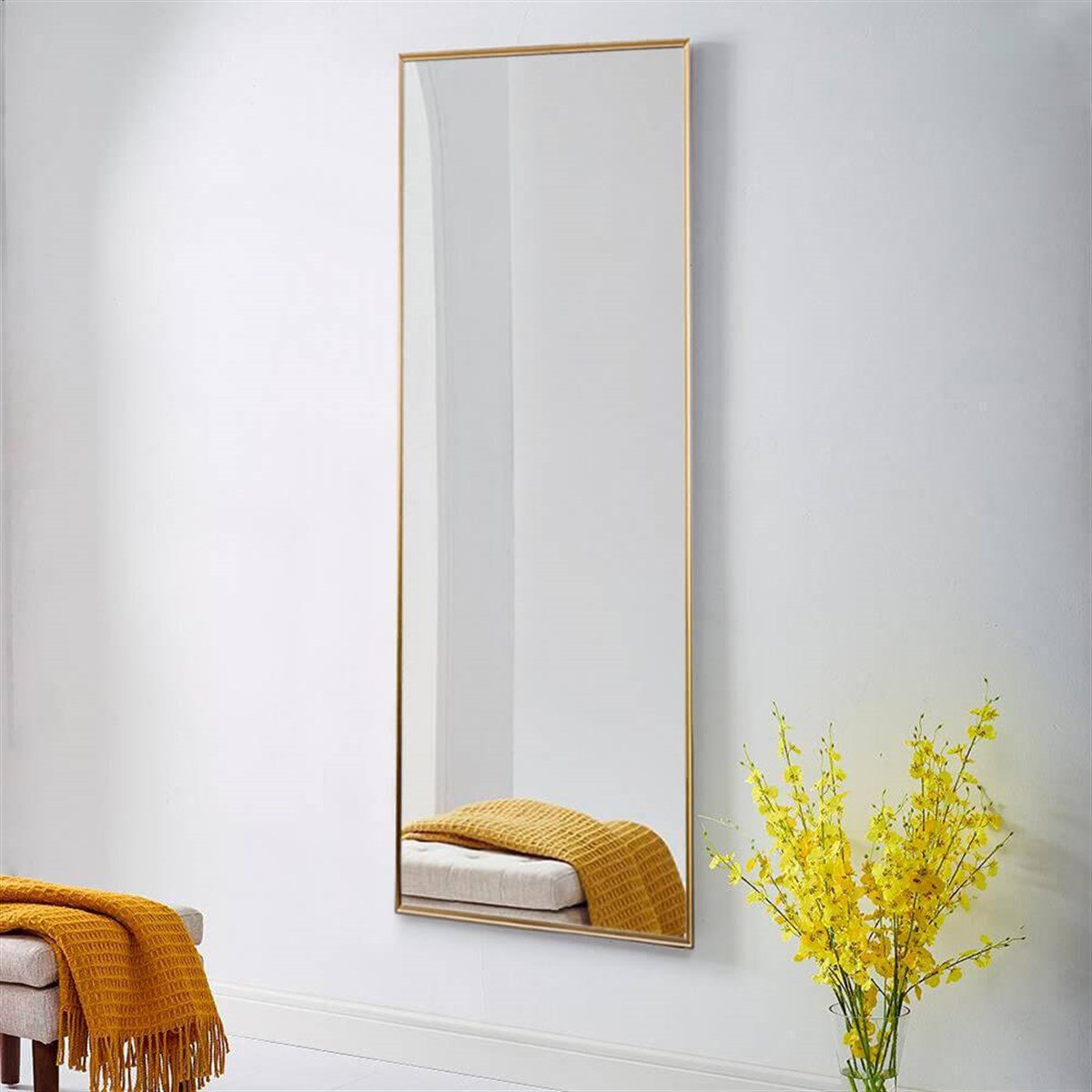 40x120 cm Metal Gold Çerçeveli Boy Aynası
