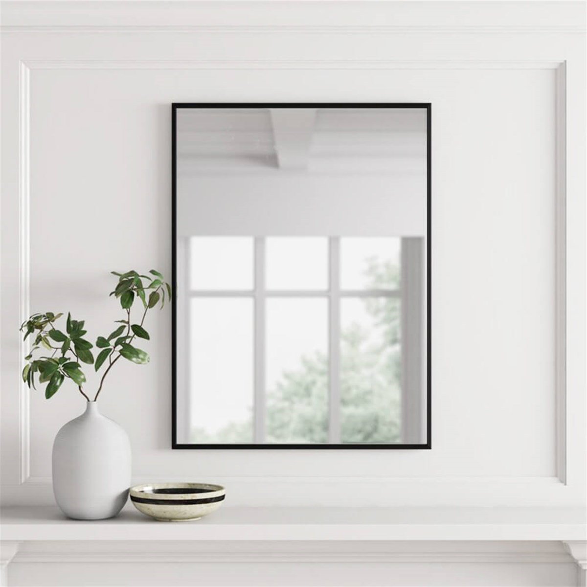 40x50 cm Metal Siyah Çerçeveli Dekoratif Ayna