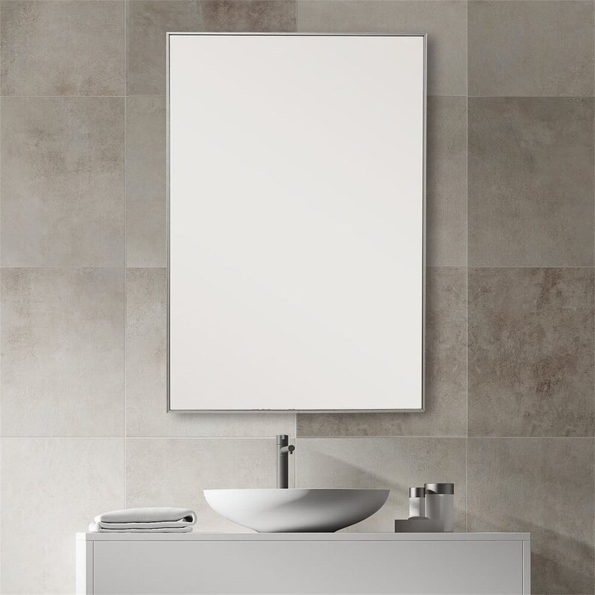 50x70 cm Metal Gümüş Çerçeveli Dekoratif Ayna - Gorsel 2