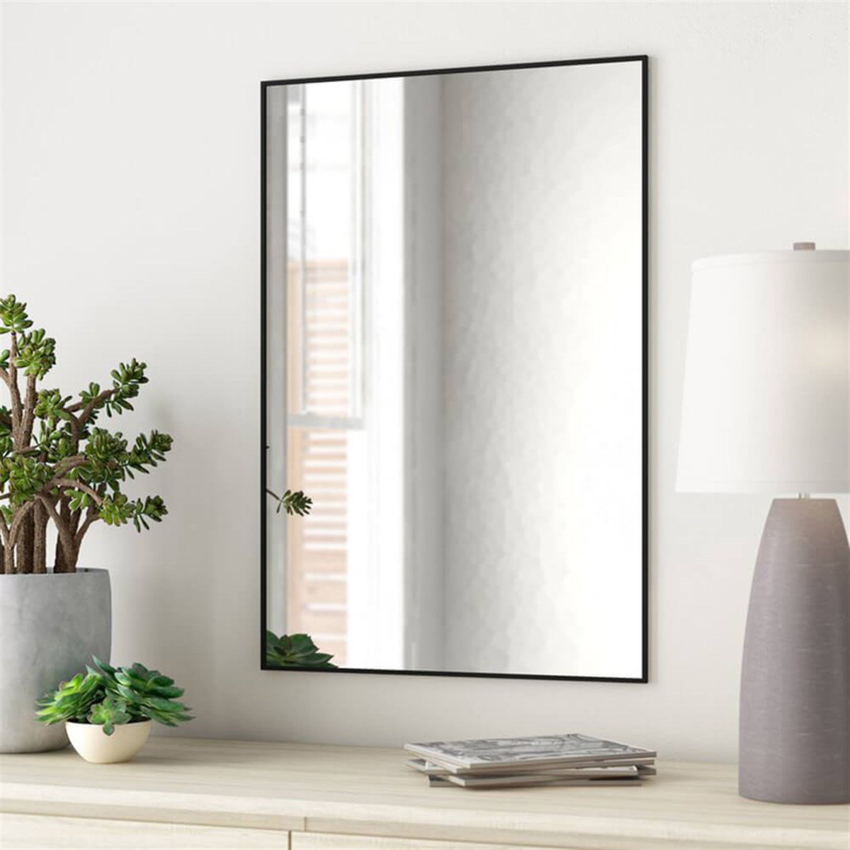 50x70 cm Metal Siyah Çerçeveli Dekoratif Ayna