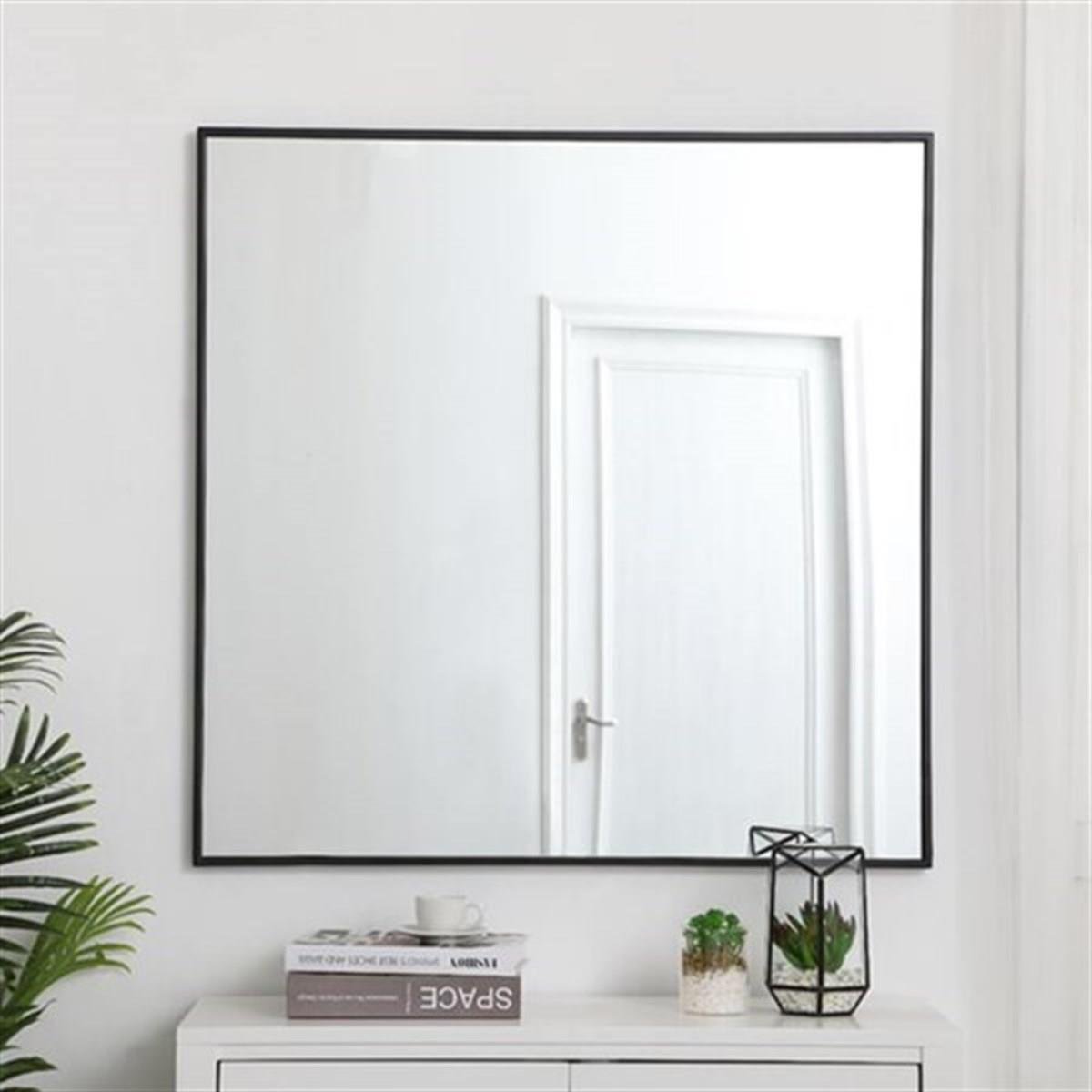 70x70 cm Metal Siyah Çerçeveli Dekoratif Ayna - Gorsel 2