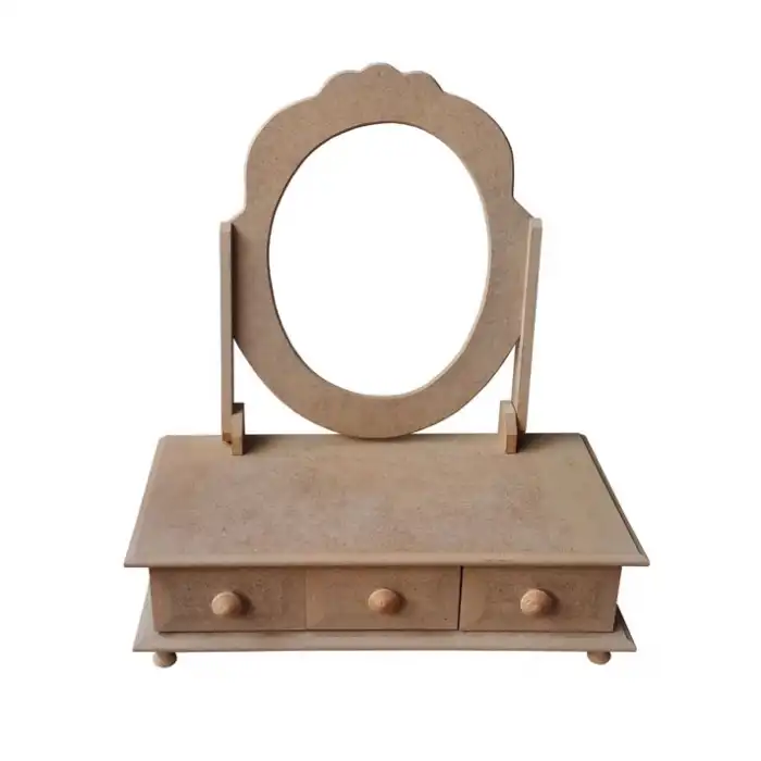 3 Çekmeceli Makyaj Kutusu- Ham MDF - Dekoratif ve Pratik