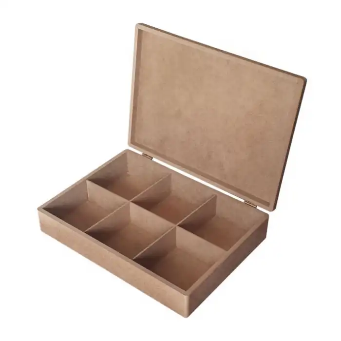 6 Bölmeli Kutu Ham MDF | Boyanabilir ve Çok Amaçlı Ahşap Saklama Kutusu