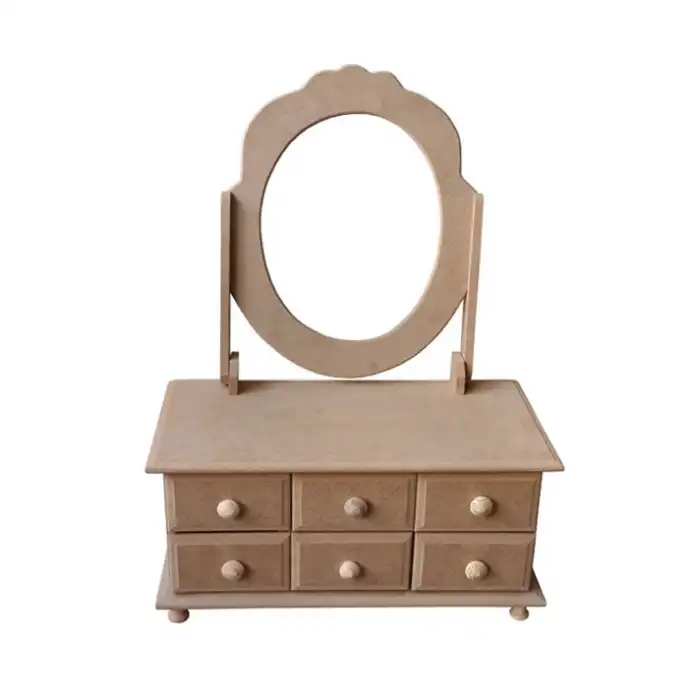 6 Çekmeceli Makyaj Kutusu- Ham MDF - Dekoratif ve Pratik