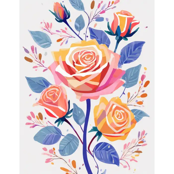Bohem Canlı Çiçek Desenli Poster No:2