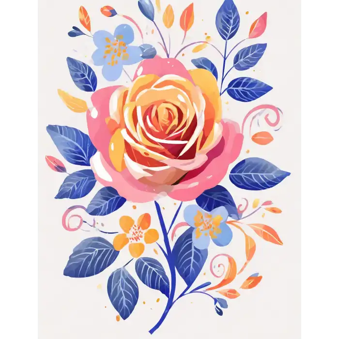 Bohem Canlı Çiçek Desenli Poster No:3