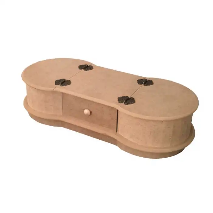 Çekmeceli ve Kapaklı Kutu Ham MDF | Dekoratif ve Boyanabilir Saklama Kutusu